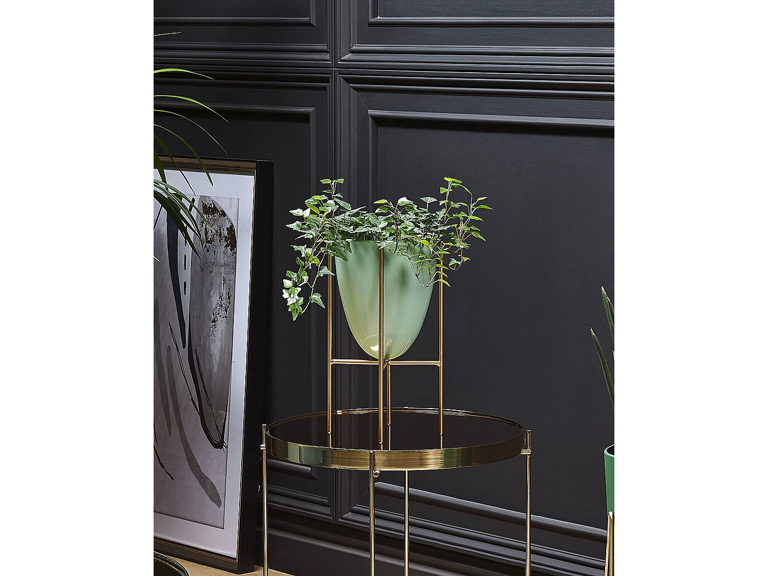 Cache-pot sur pied LEFKI Métal 16 cm Vert menthe