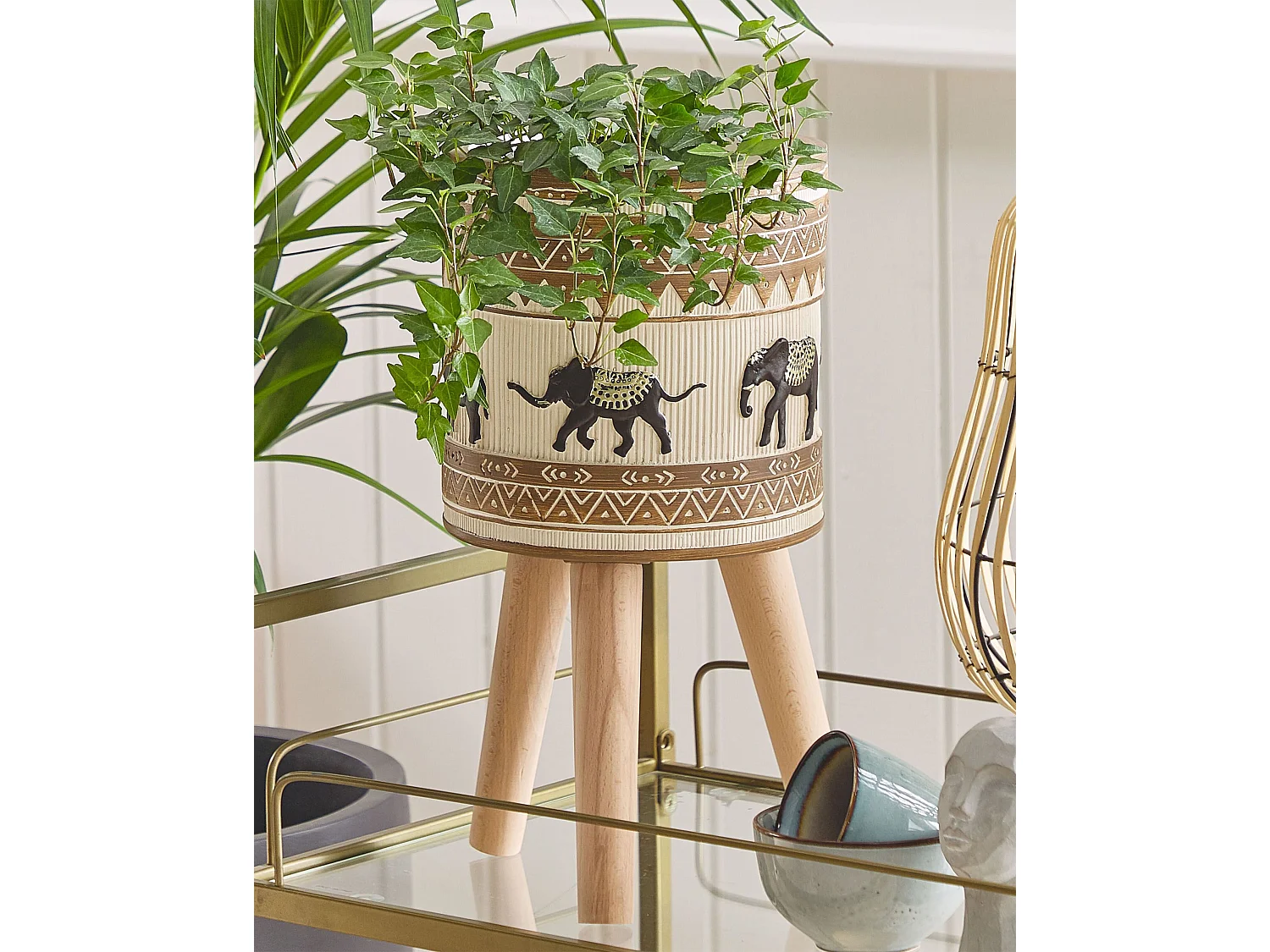 Cache-pot sur pied KOTTES 22 cm Marron clair