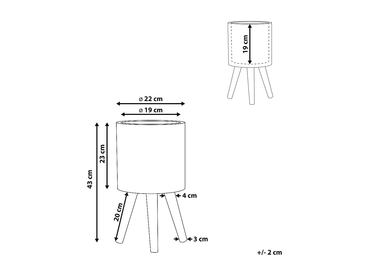 Cache-pot sur pied KOTTES 22 cm Marron clair