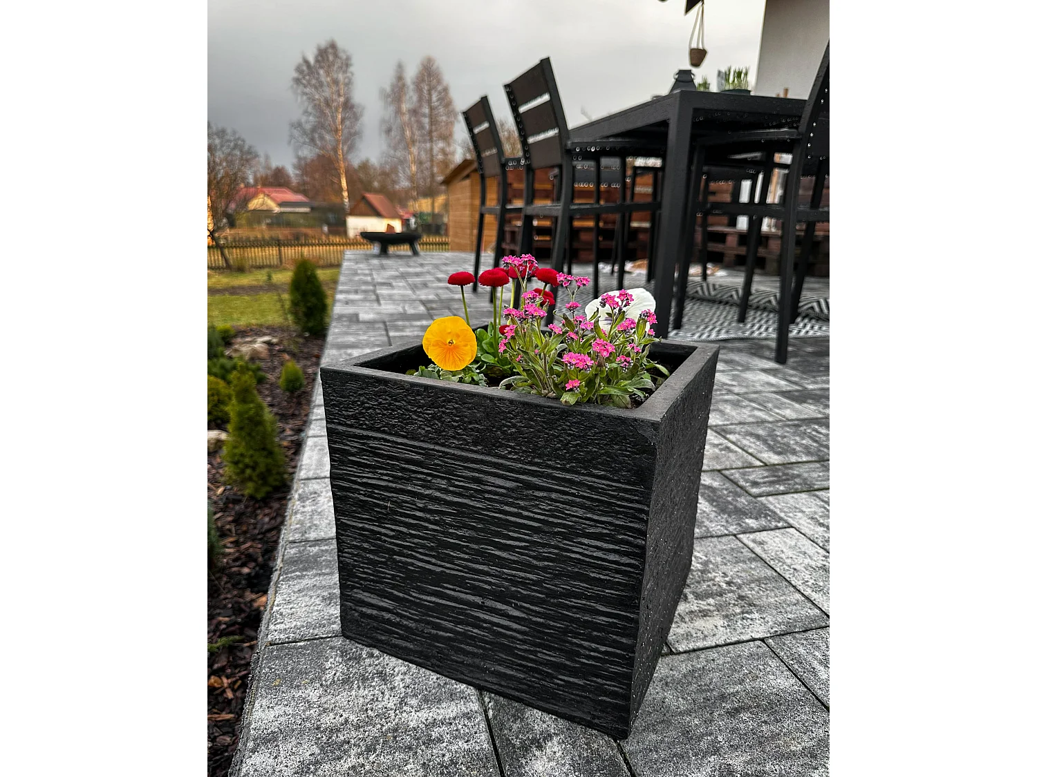 Cache-pot PAROS Céramique 30 cm Noir