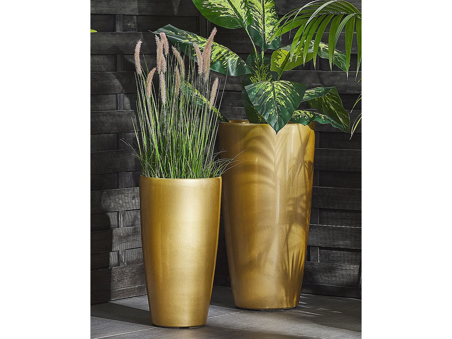 Bloempot TSERIA Steen 40 cm Goud