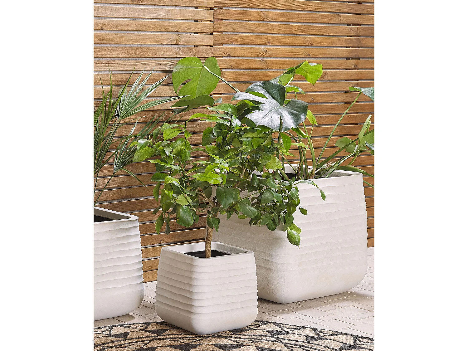 Bloempot PARIKIA Kunststof 28 cm Gebroken wit