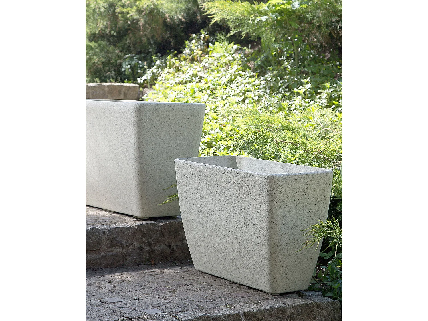 Blumentopf rechtseckige Form Steingemisch 60x27x41 cm beige Baris