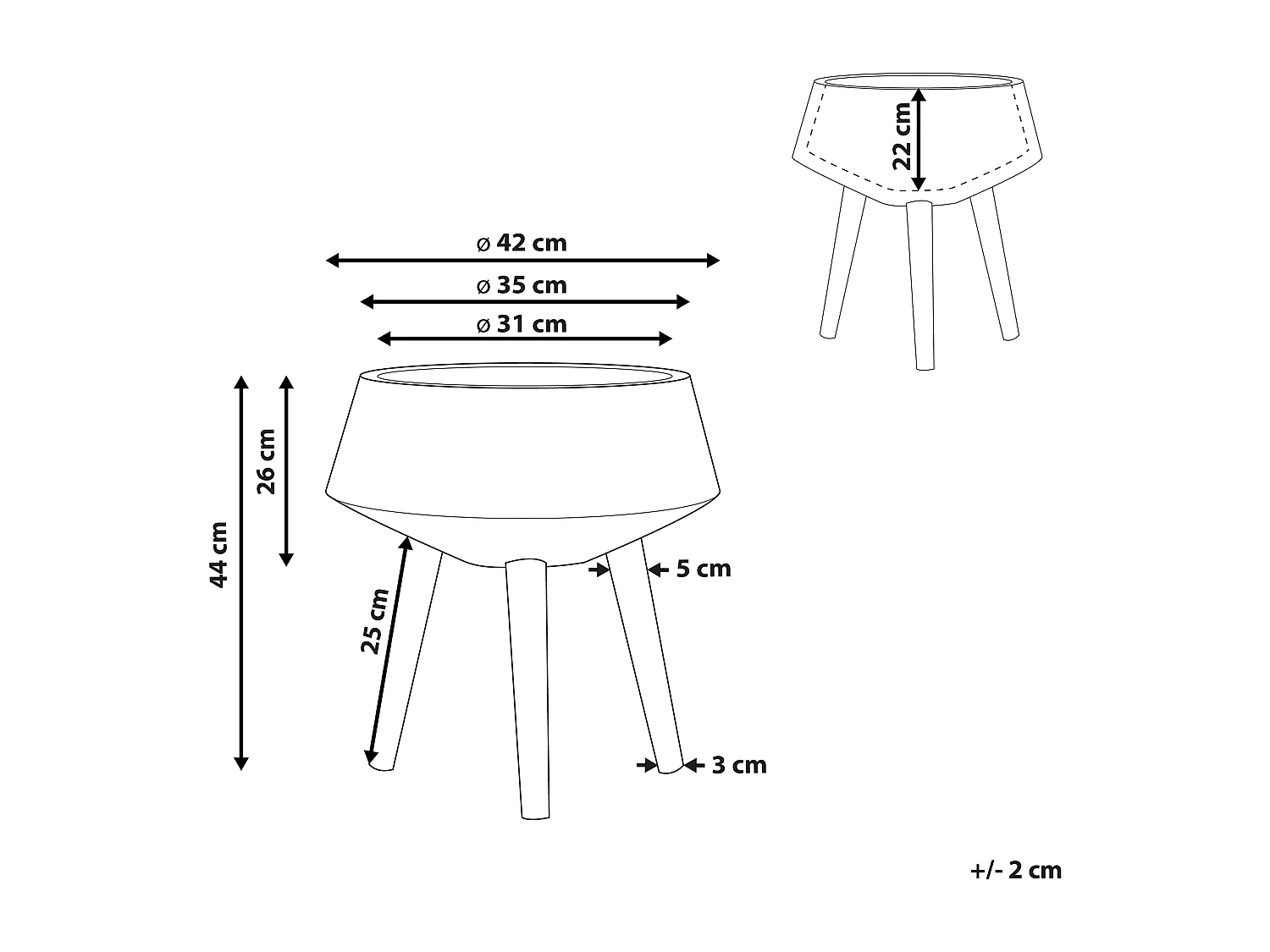Doniczka na nóżkach WERIA Ceramika 42 cm Jasnoszary