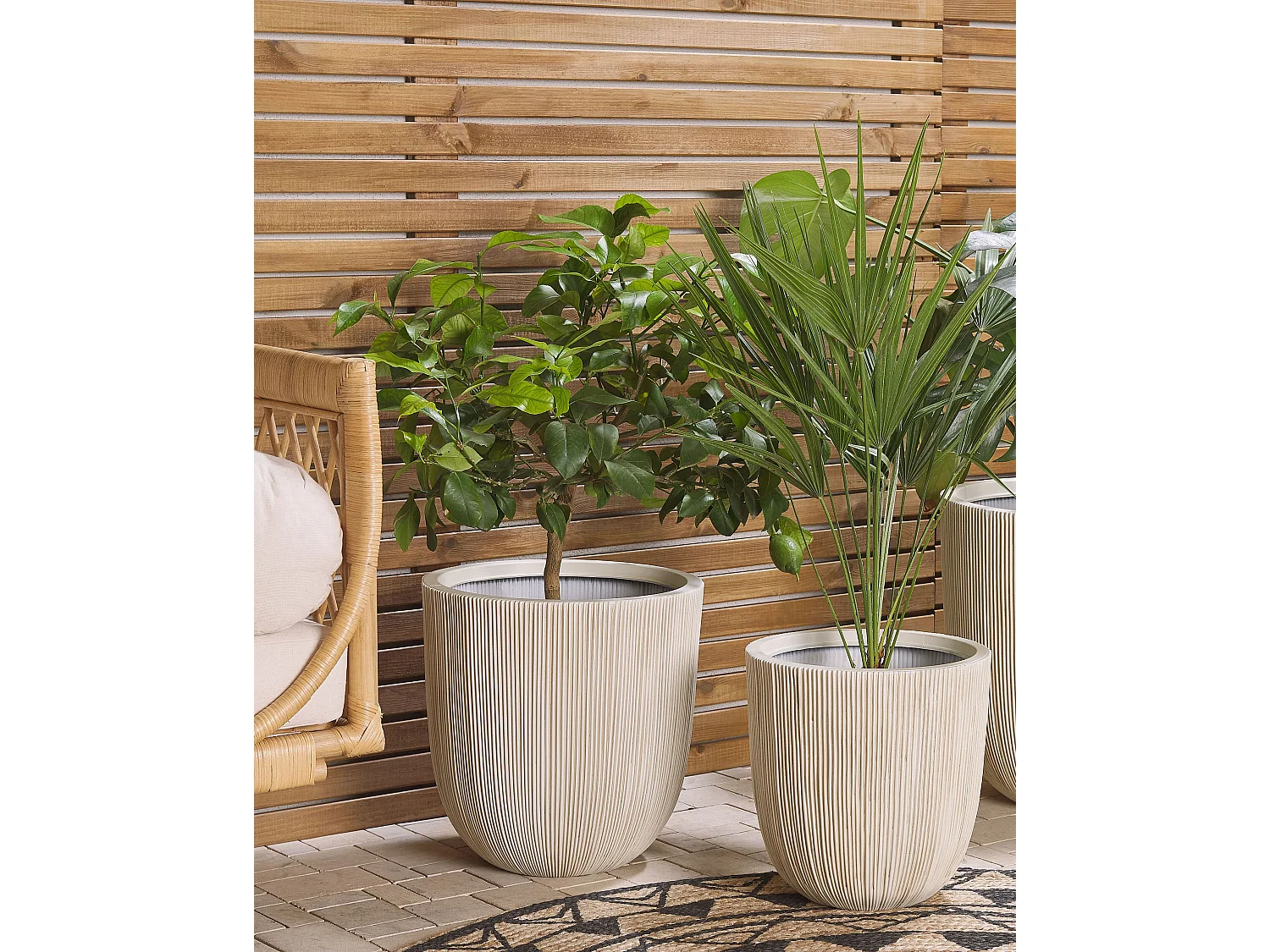 Bloempot CHIOS Kunststof 37 cm Beige