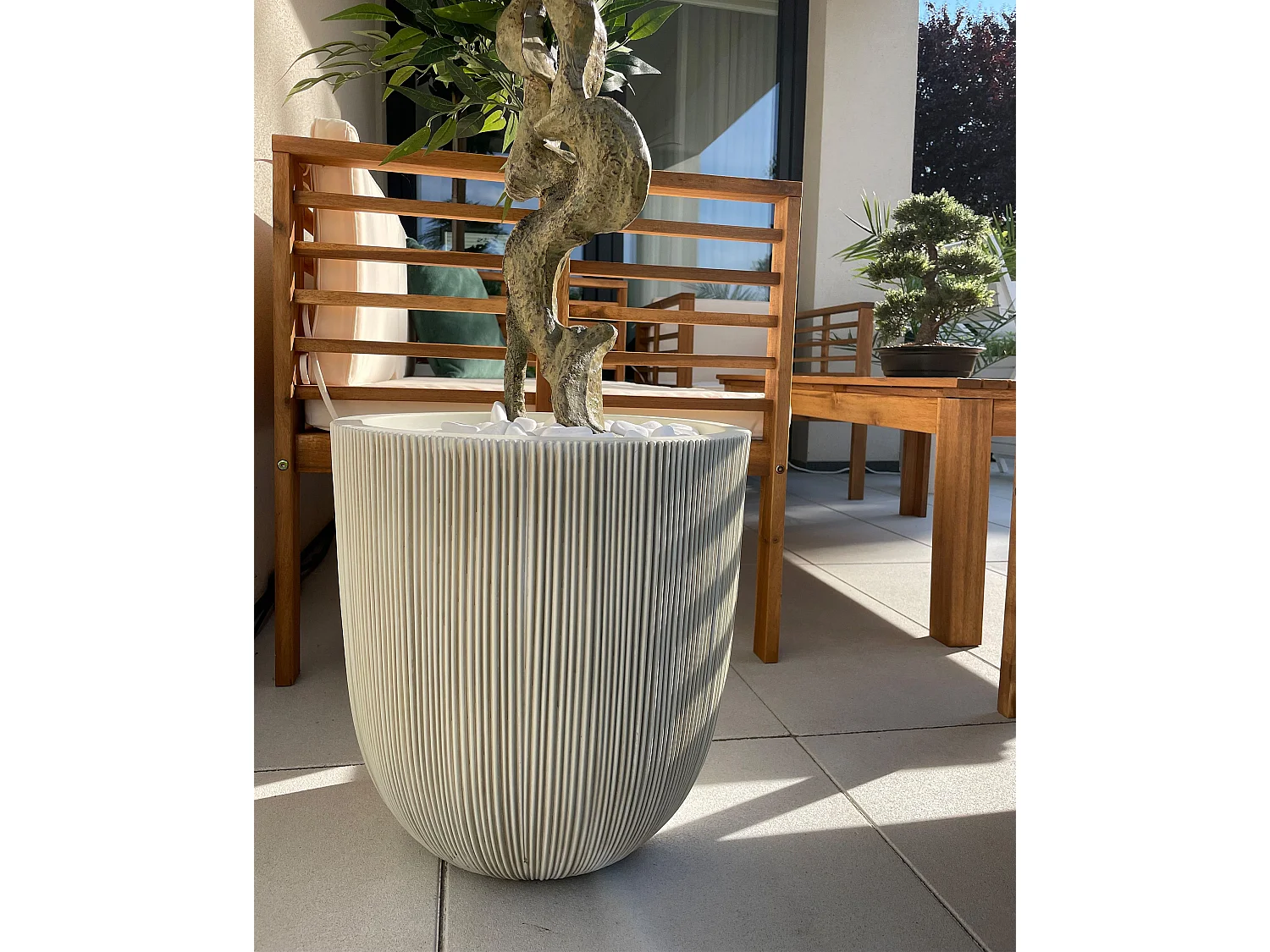 Blumenkübel CHIOS Kunststoff 37 cm Beige