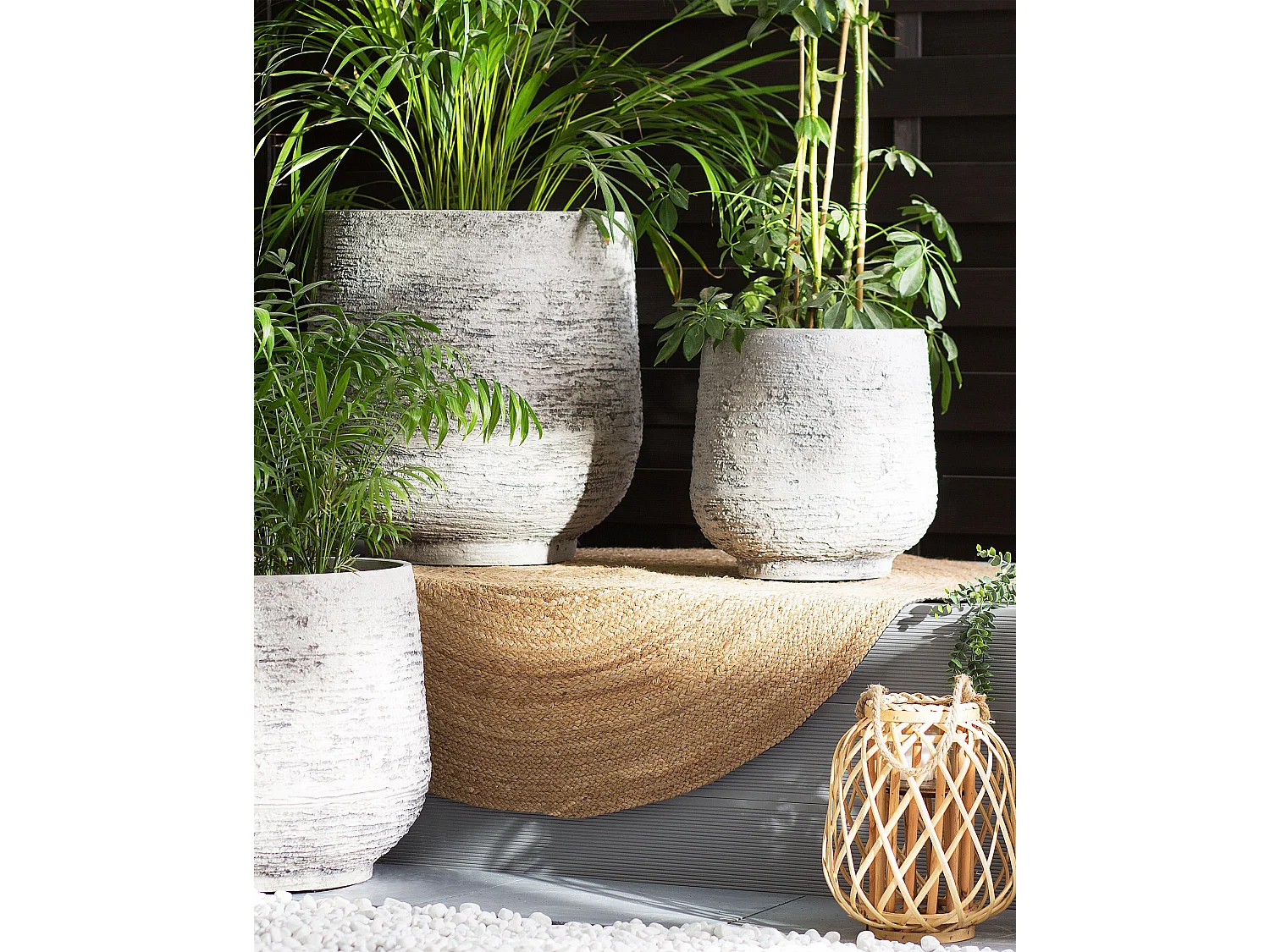 Cache-pot DIONI Pierre 32 cm Gris clair