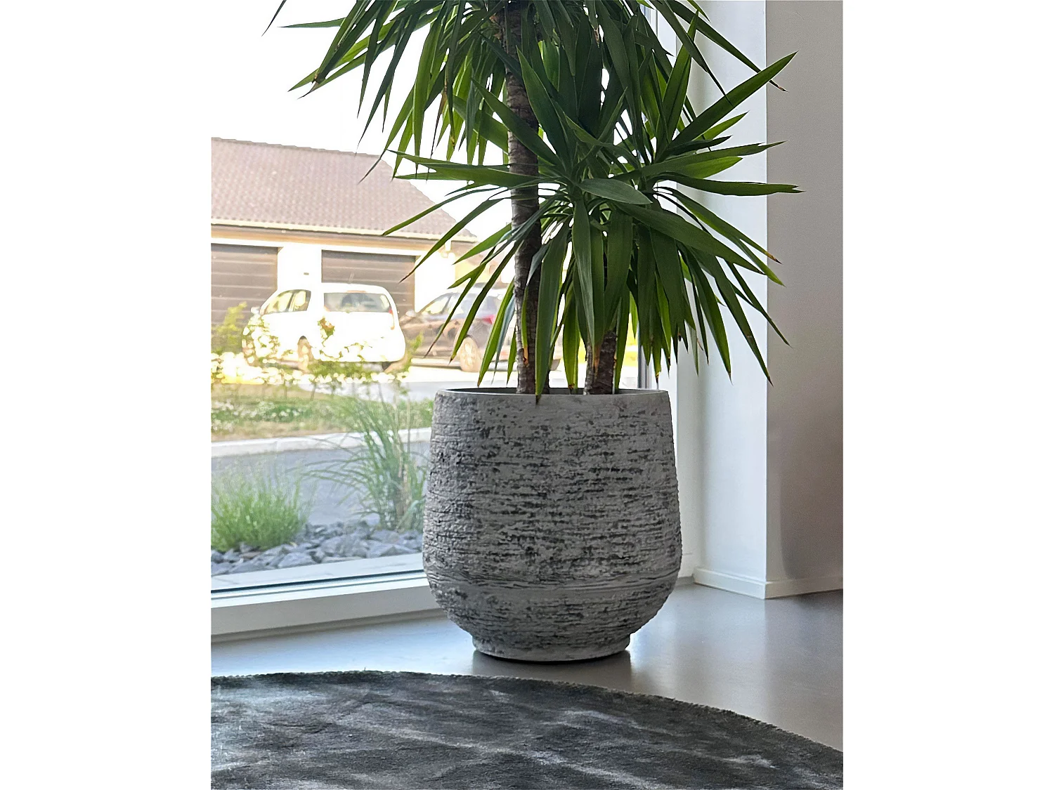 Cache-pot DIONI Pierre 32 cm Gris clair
