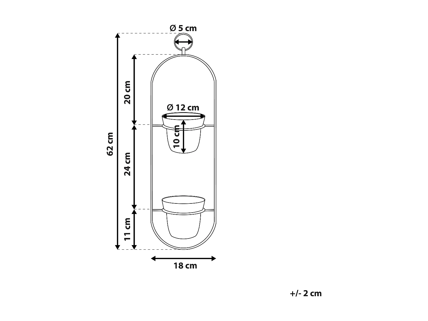 Bloempot zwart 18x12x62 cm AGIOS