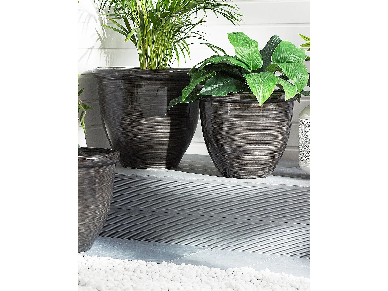 Blumenkübel TESALIA Stein 40 cm Braun