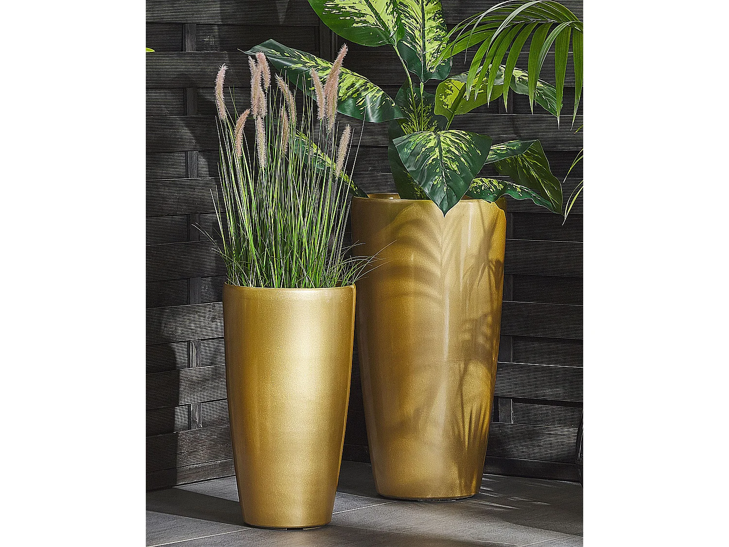 Cache-pot TSERIA Pierre 32 cm Doré