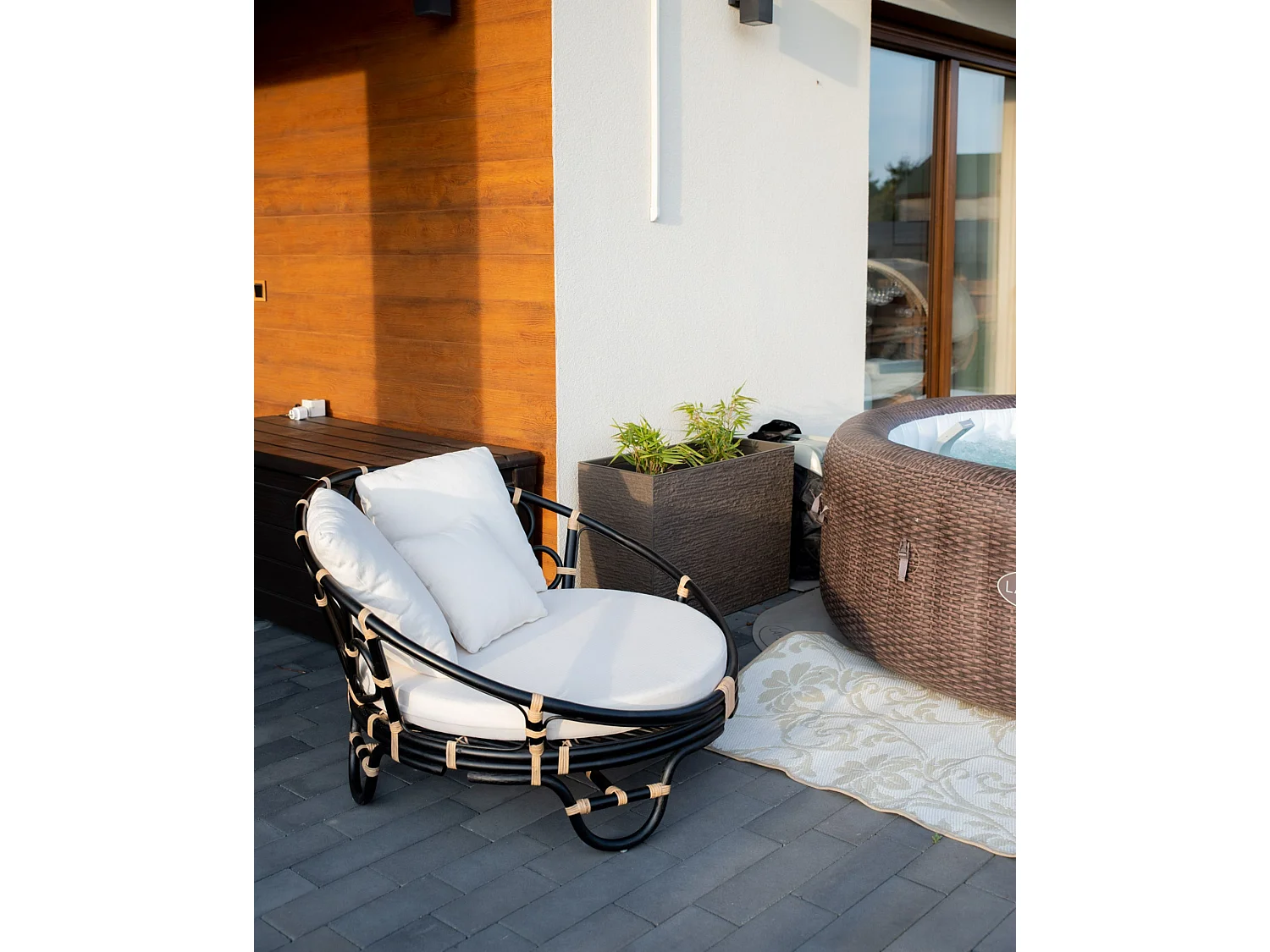 Cache-pot EDESSA Pierre 80 cm Marron foncé