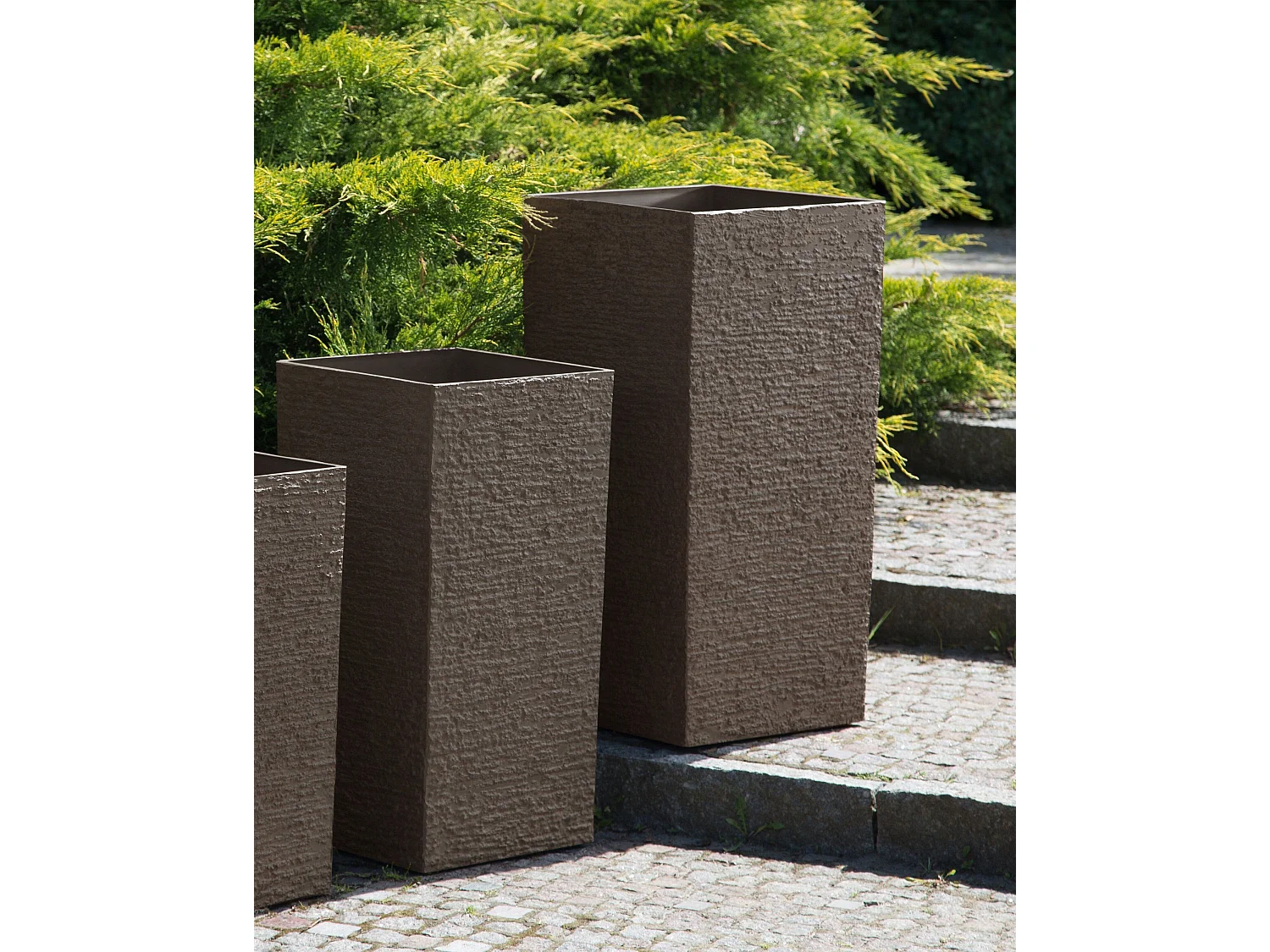 Bloempot GAZA Steen 40 cm Donkerbruin