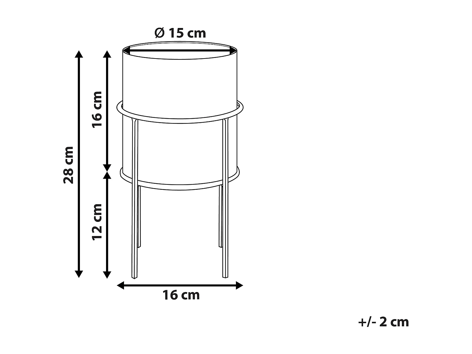 Vaso alto para plantas MILEA Metal 16 cm Dourado