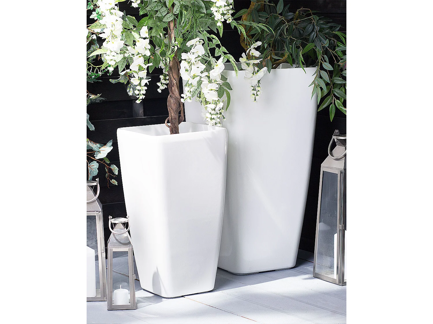 Cache-pot MODI Pierre 40 cm Blanc