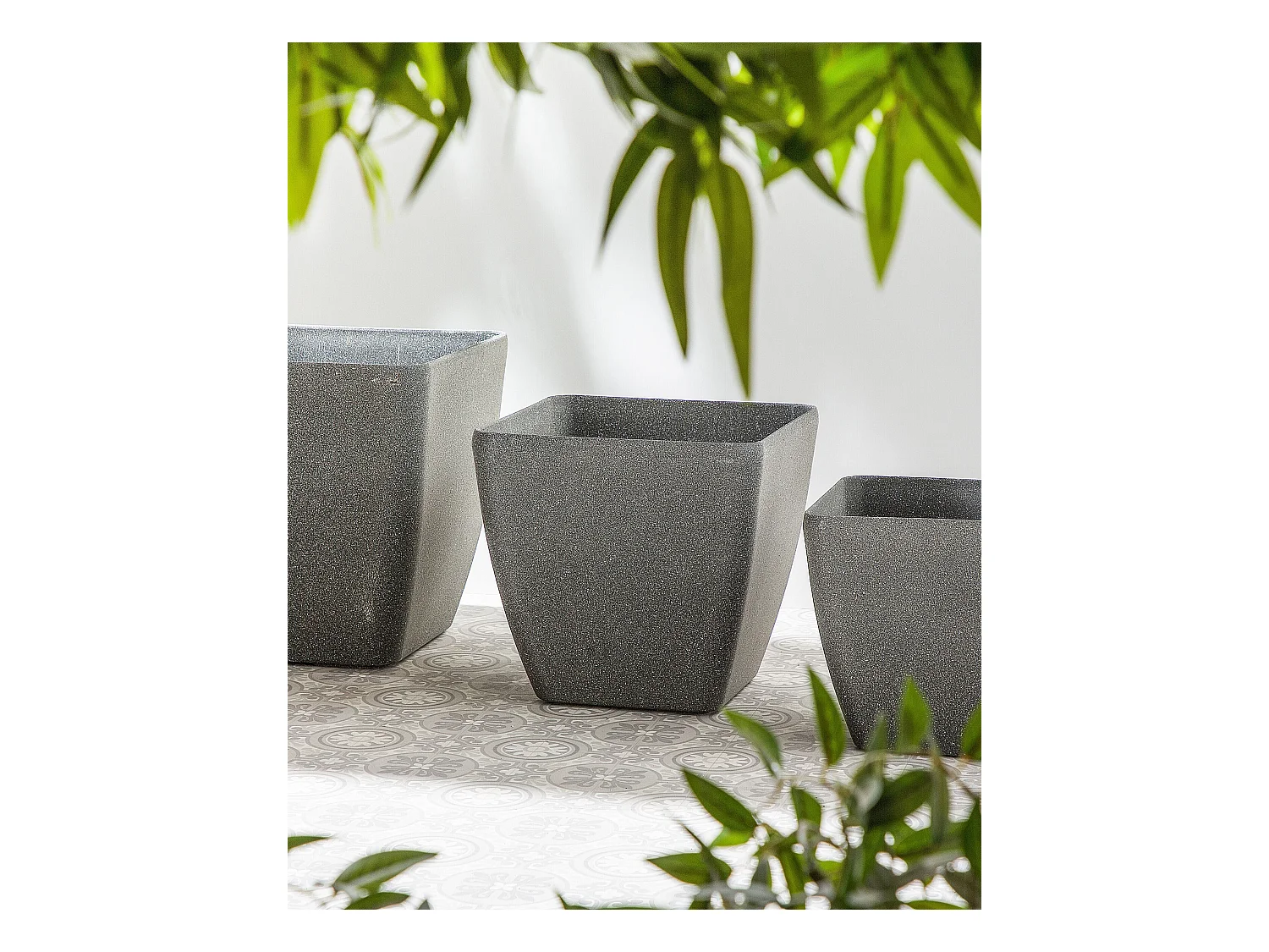 Bloempot ZELI Steen 42 cm Donkergrijs