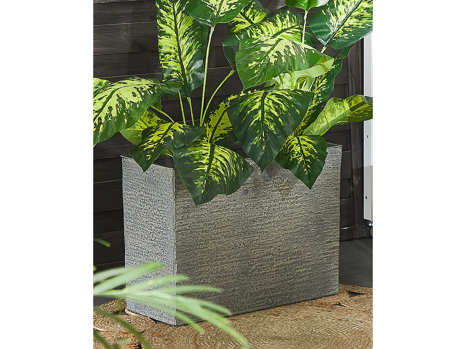 Moderner Blumentopf grau 25x60x45 cm rechteckige Form Steingemisch Edessa