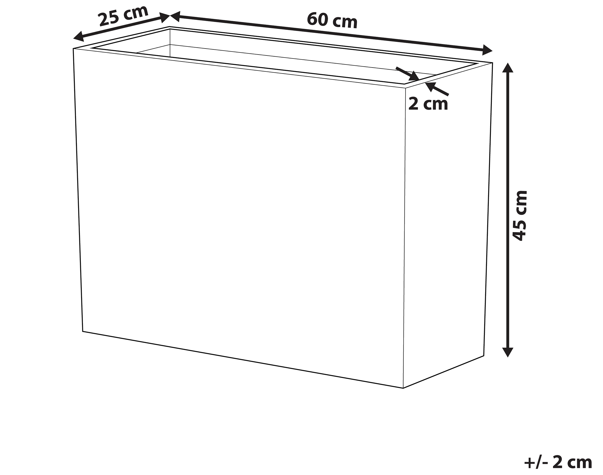 Vaso rettangolare per interno ed esterno grigio 25 x 60 x 45 cm EDESSA