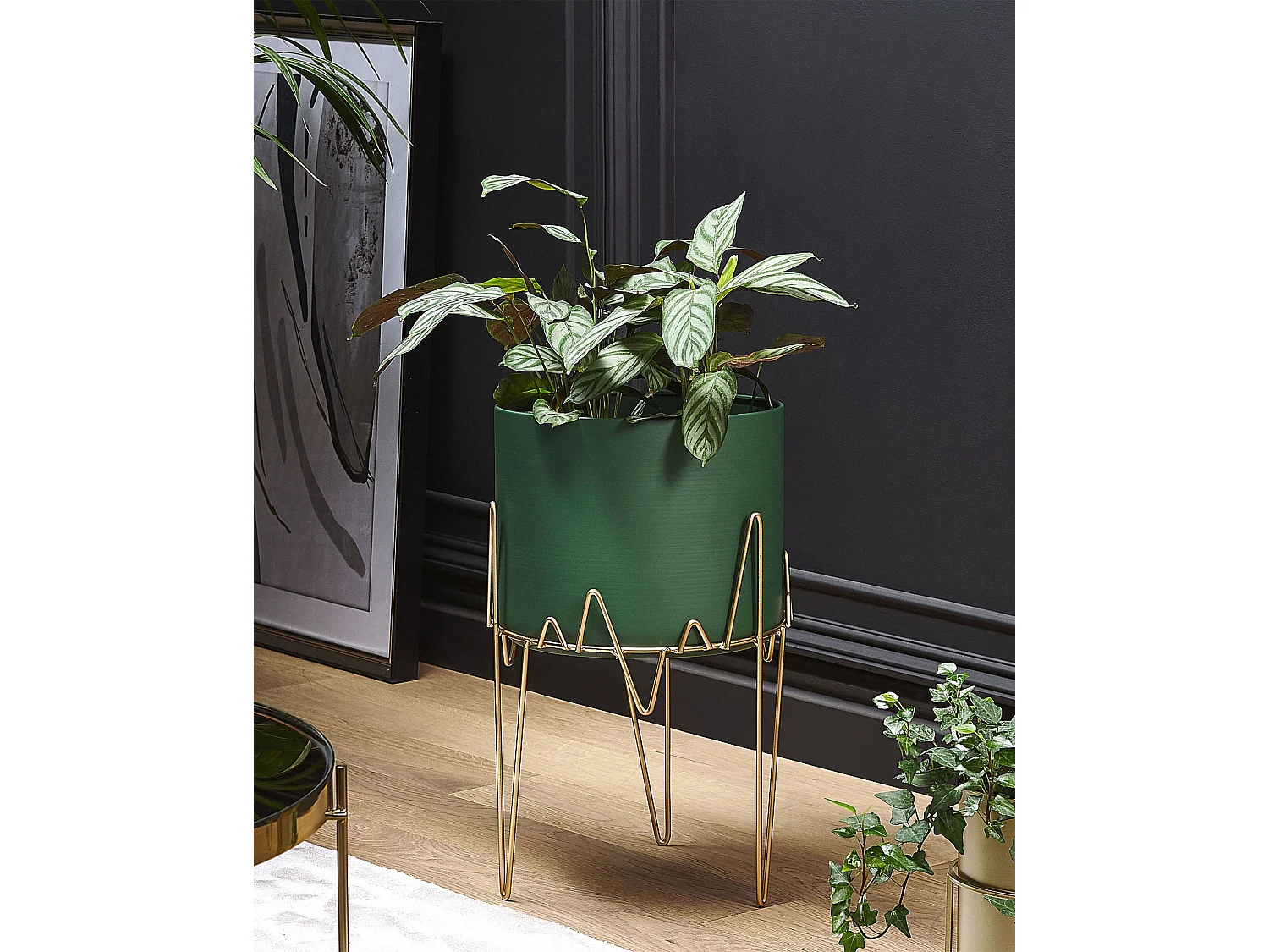 Verhoogde bloempot KALANDRA Metaal 28 cm Donkergroen