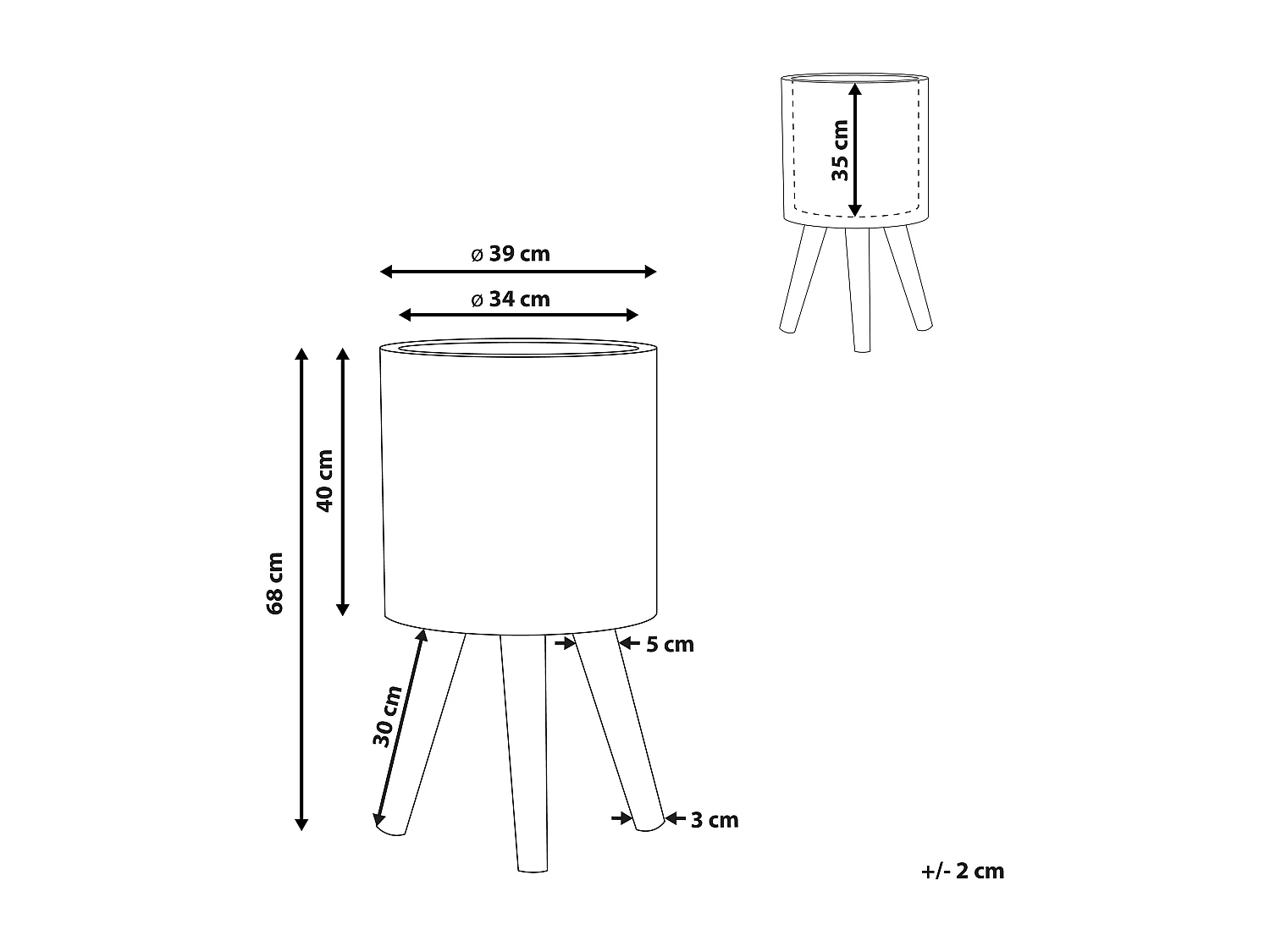 Cache-pot sur pied EVRETI Céramique 39 cm Gris foncé
