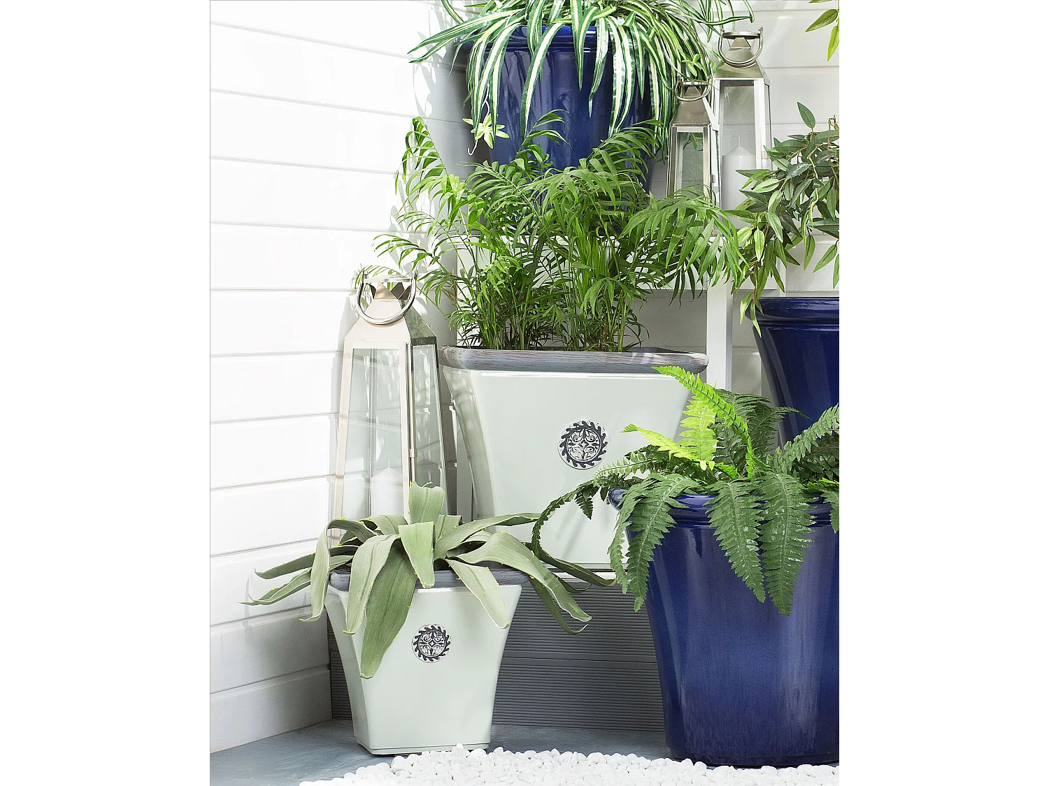 Bloempot ELATEIA Steen 32 cm Wit