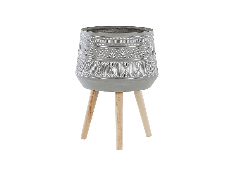 Blumentopf mit Beinen MALAKI Keramik 44 cm Hellgrau
