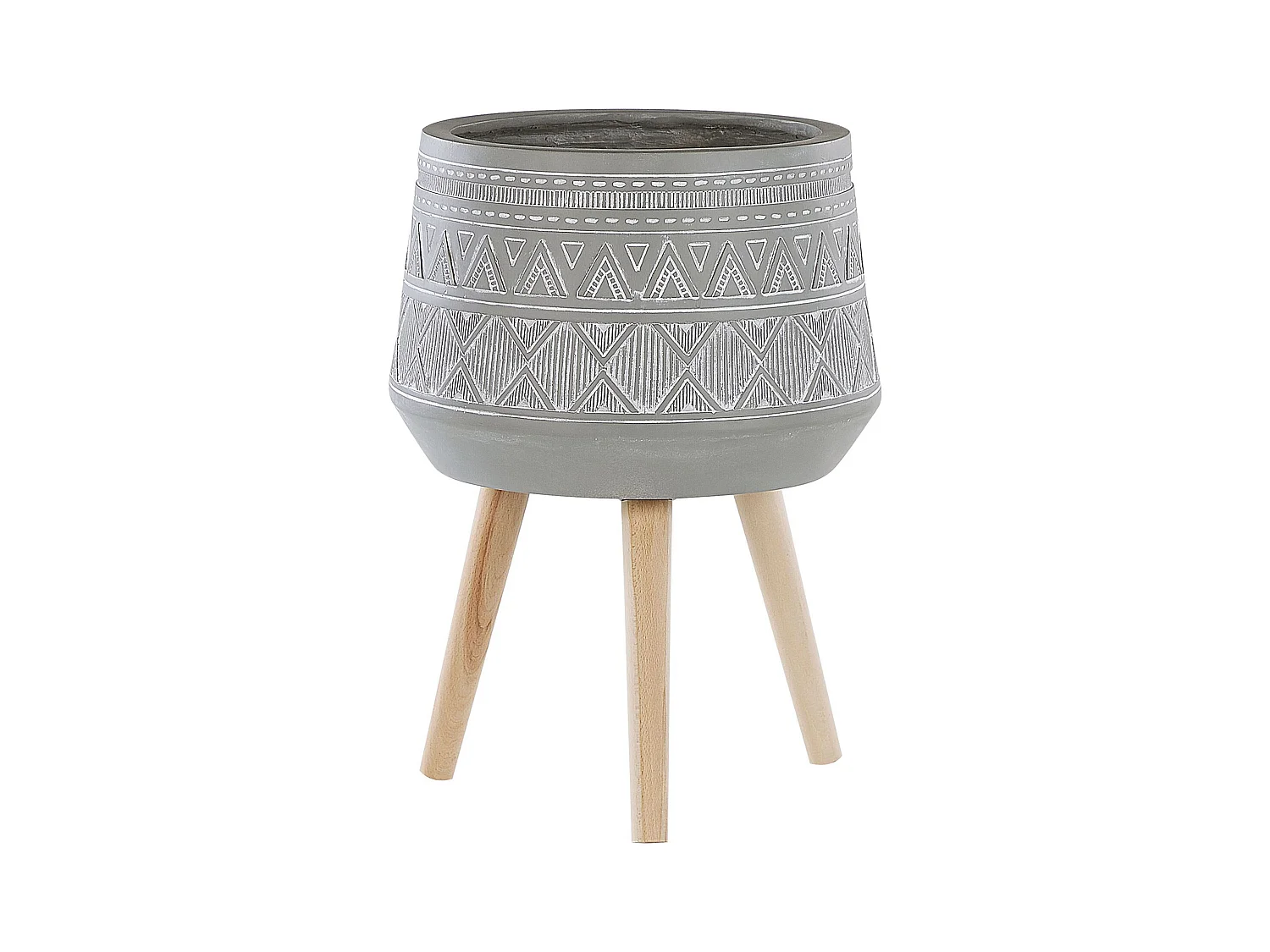 Cache-pot sur pied MALAKI 44 cm Gris clair