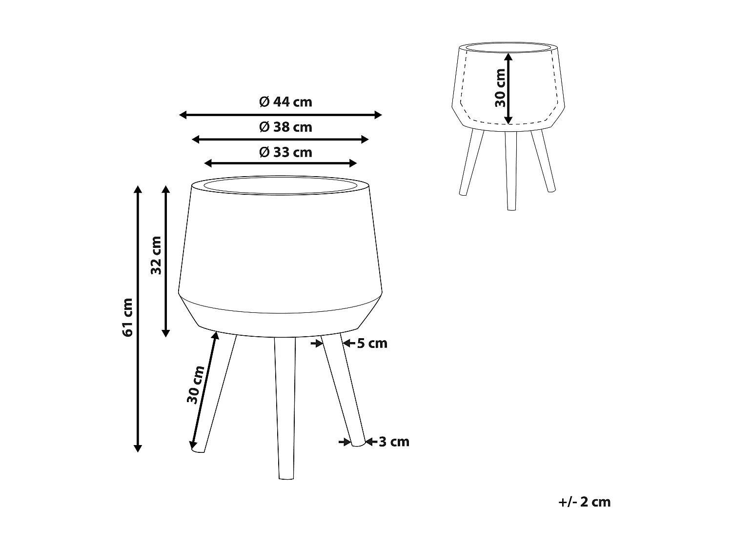 Cache-pot sur pied MALAKI 44 cm Gris clair