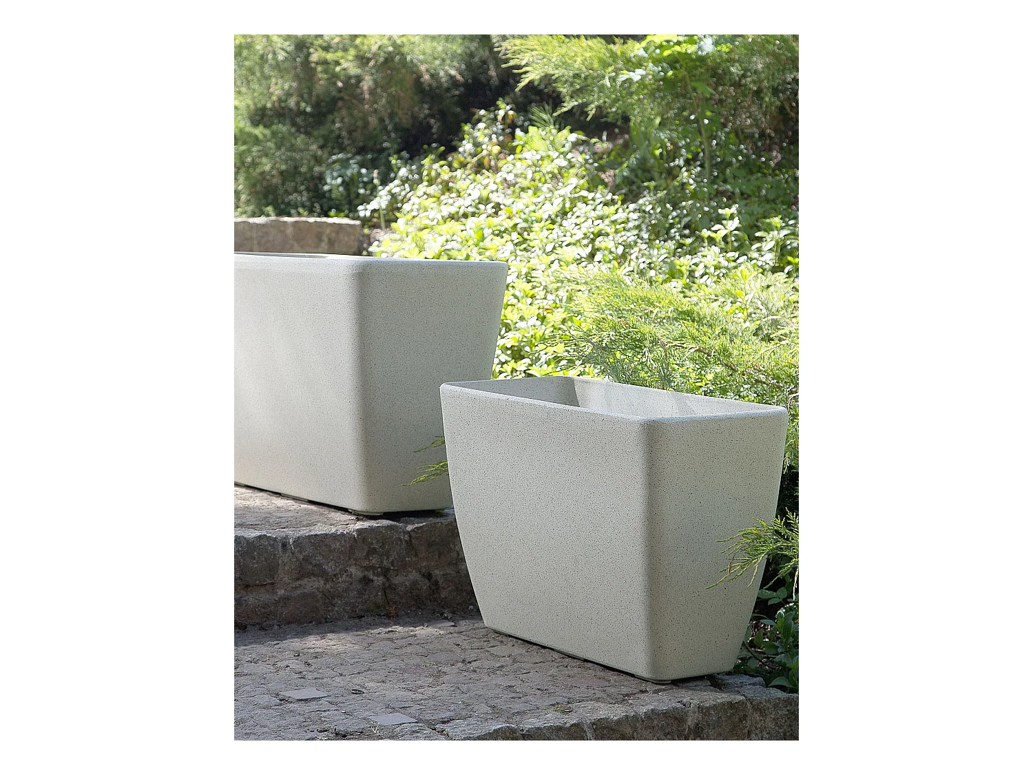 Blumentopf rechtseckige Form Steingemisch 74x32x45 cm beige Baris