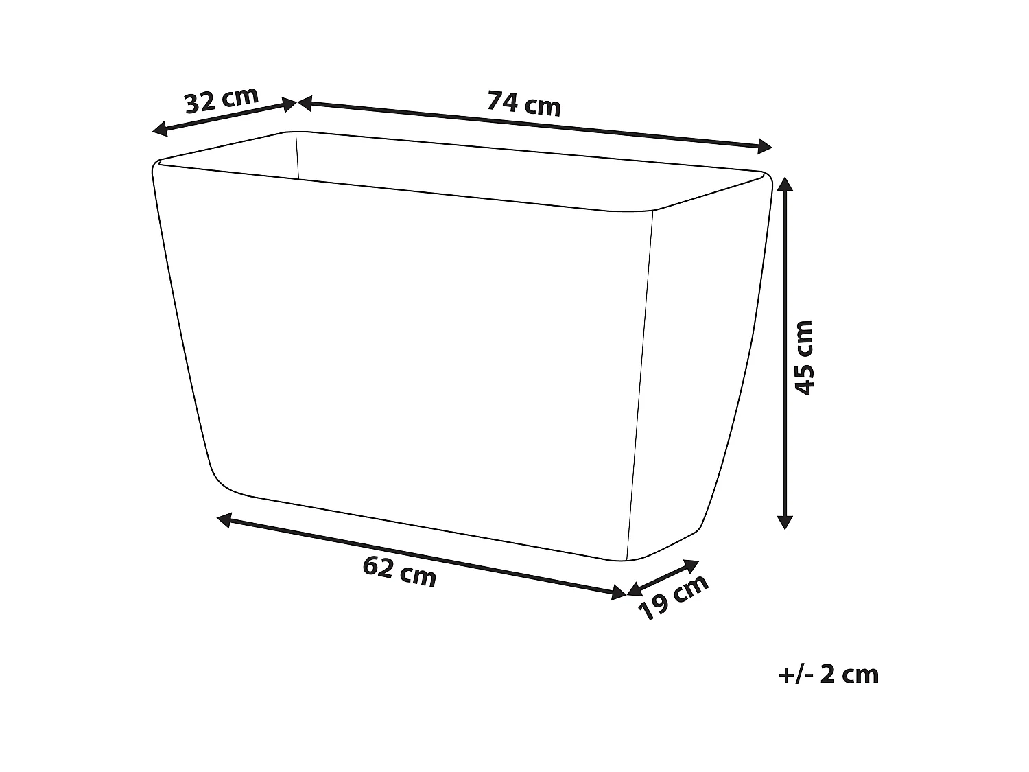 Blumentopf rechtseckige Form Steingemisch 74x32x45 cm beige Baris