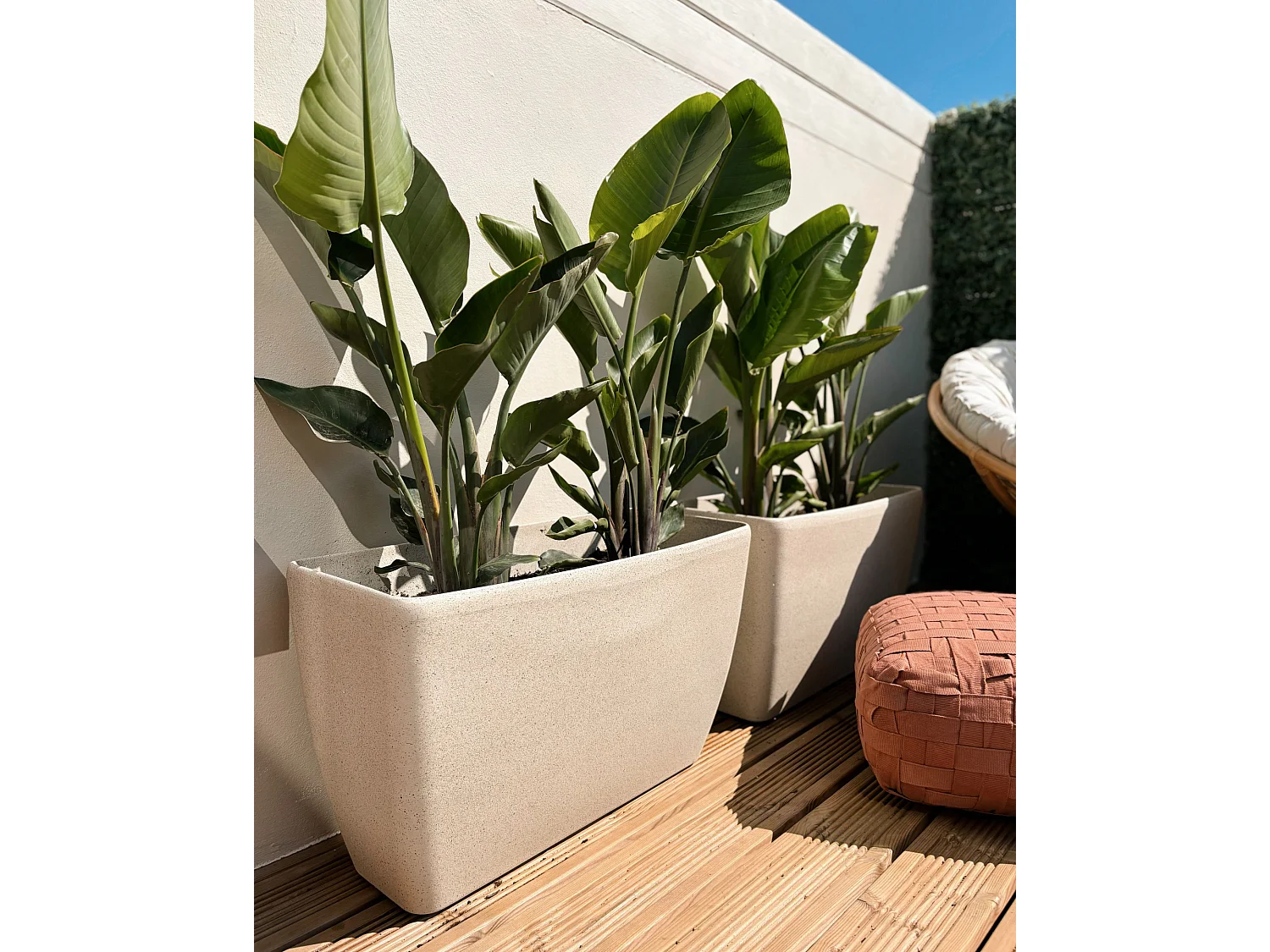 Blumenkübel BARIS Stein 74 cm Hellbeige