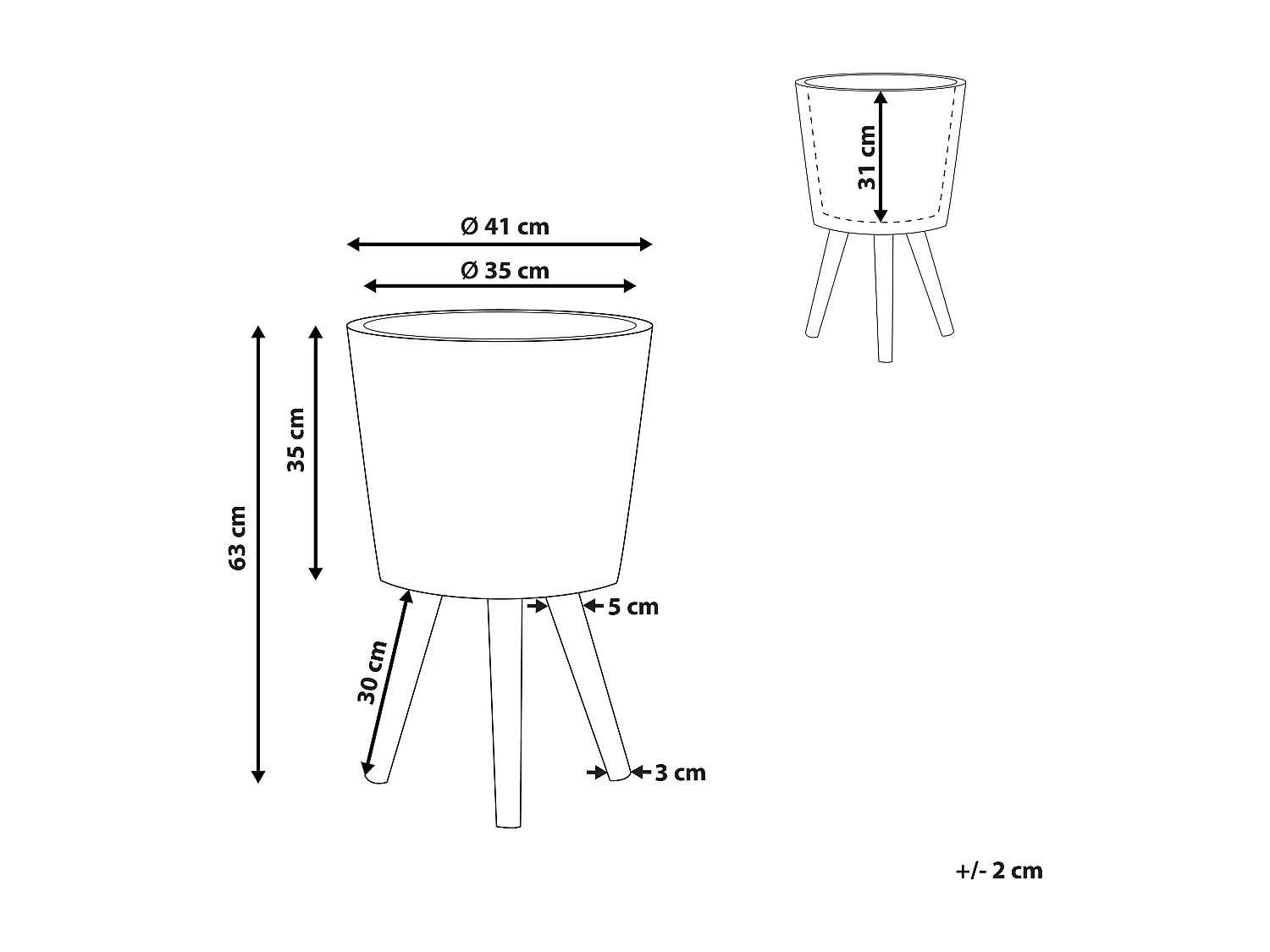Verhoogde bloempot ARTA Keramiek 41 cm Taupe