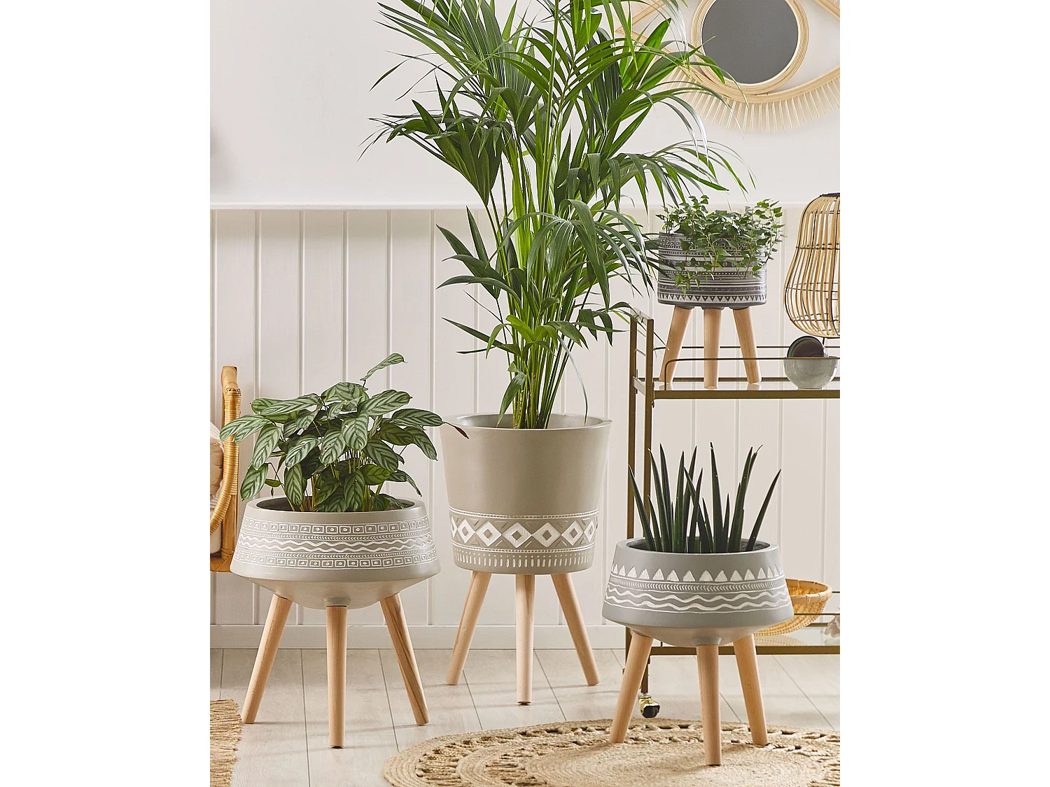 Cache-pot sur pied ARTA 41 cm Taupe