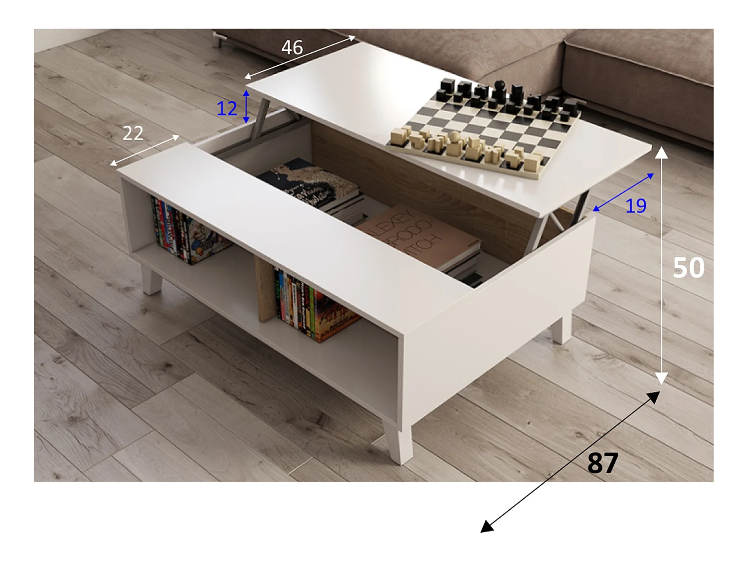 Couchtisch Kira, Eiche/Weiß