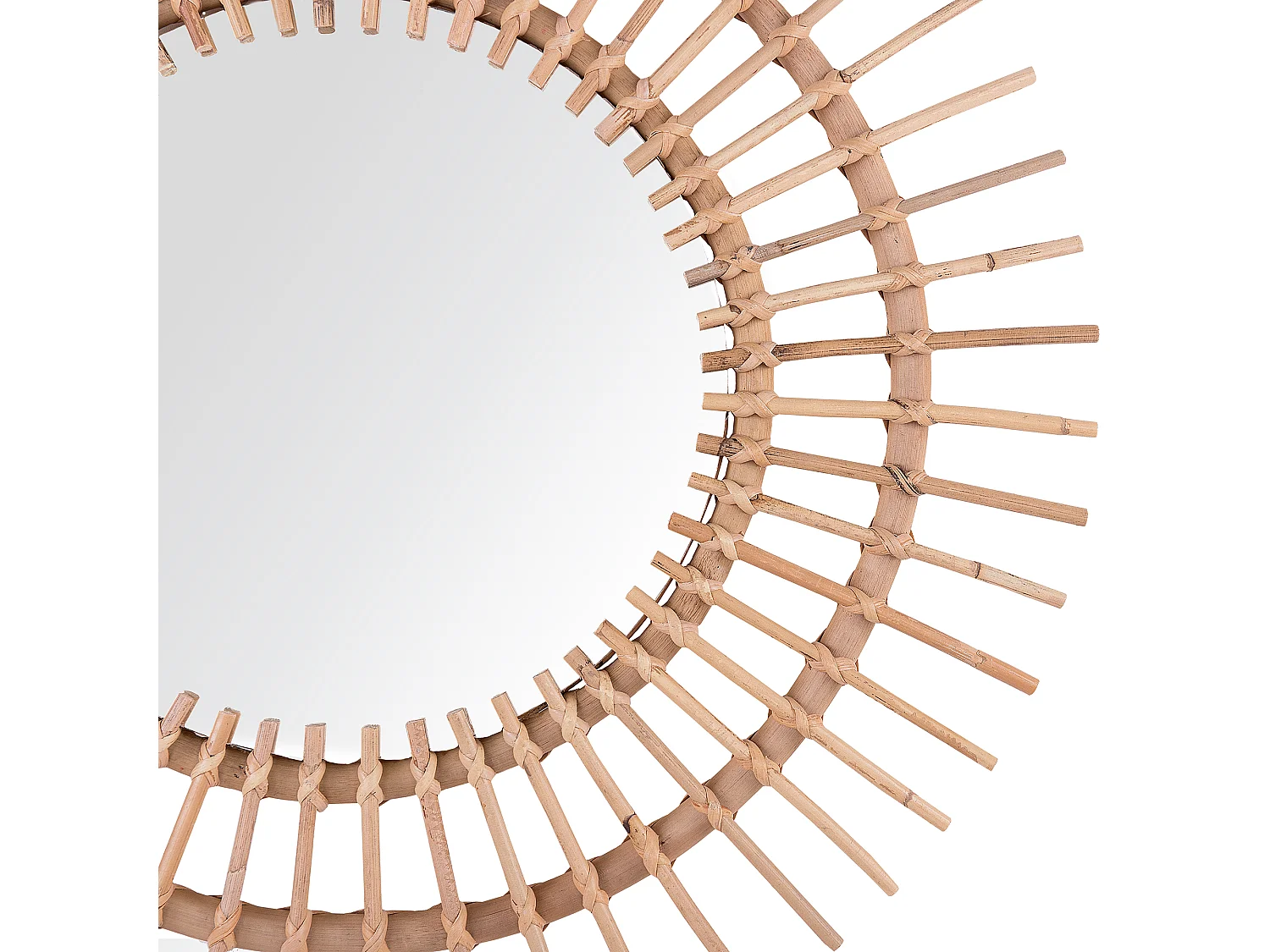 Origineller Wandspiegel aus Rattan in Sonnenform rund ø76 cm in Beige Stenen