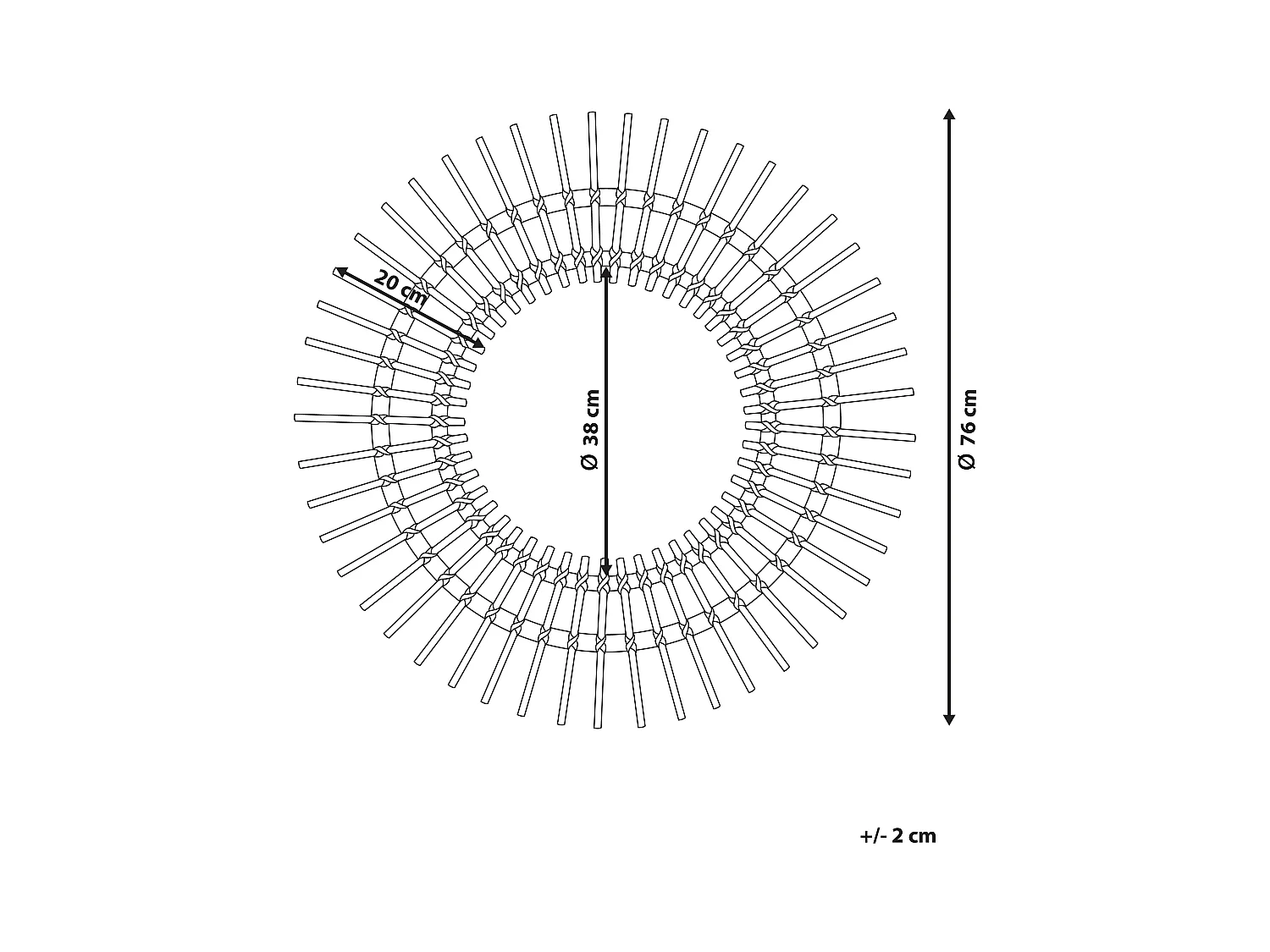 Lustro ścienne STENEN 76 cm 76 cm Rattan Beżowy