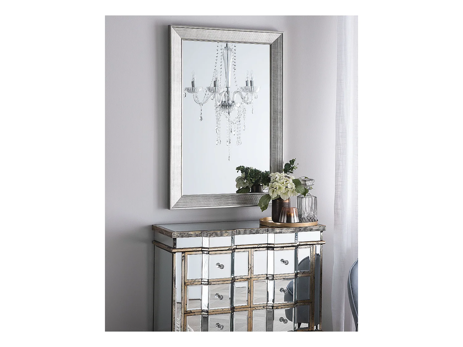 Wandspiegel BUBRY 61 cm 91 cm Zilver