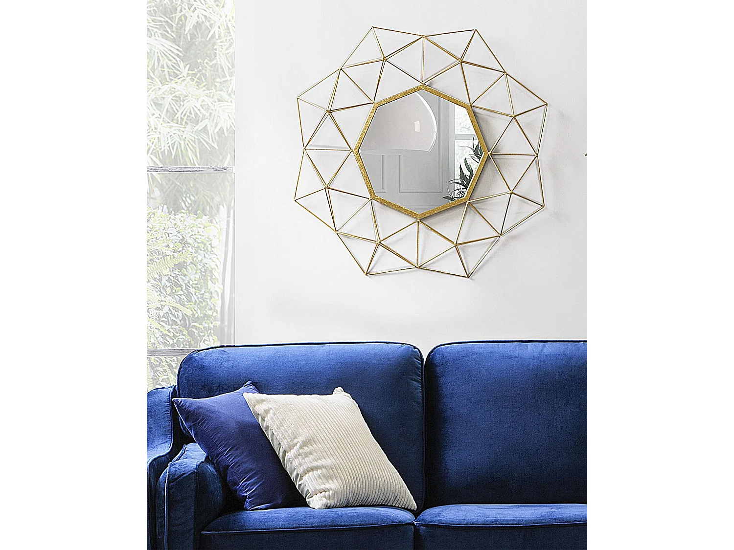 Origineller Spiegel Blumen Optik Netz Metall gold 80 x 80 cm Gaillac