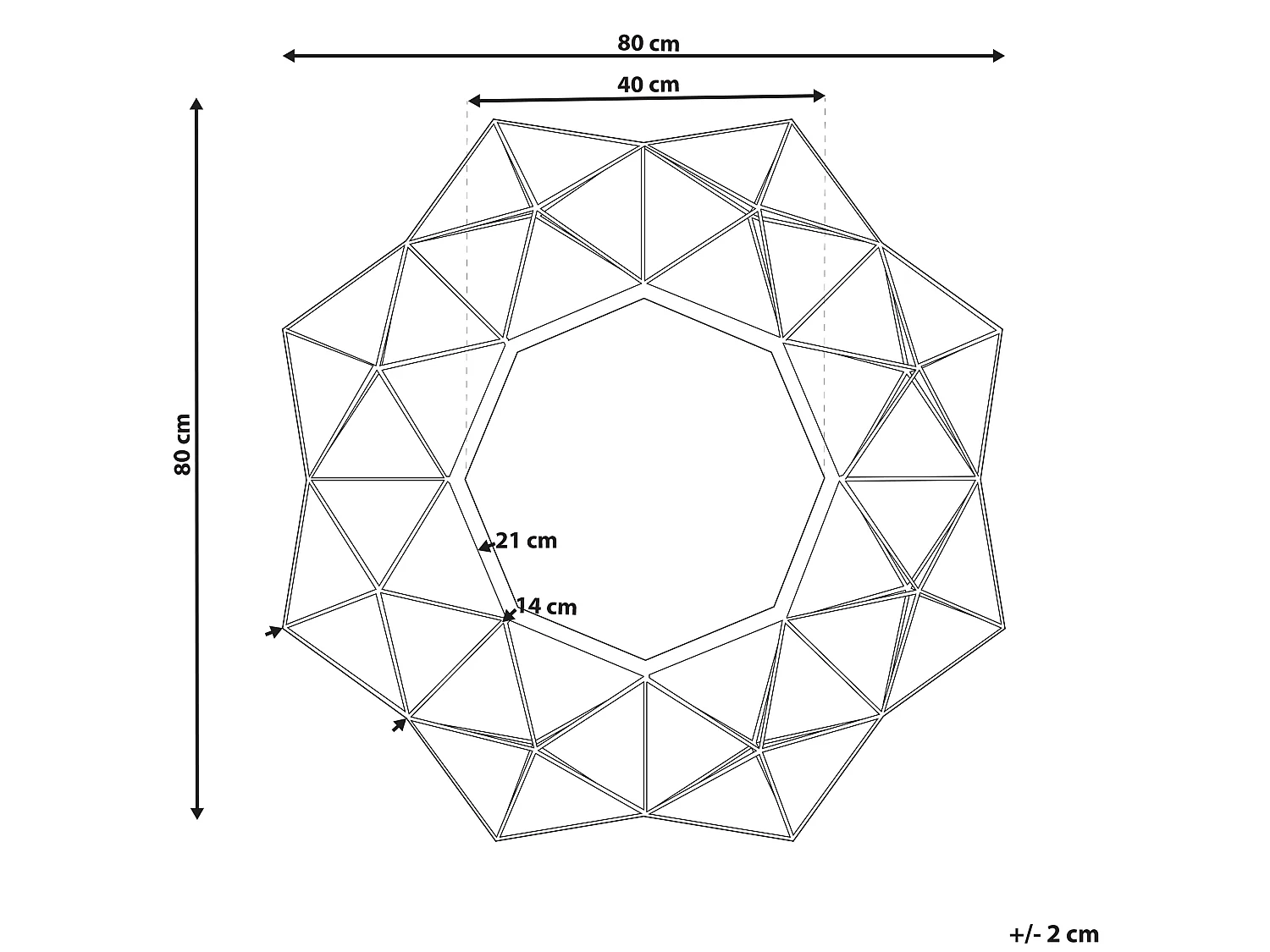Espelho GAILLAC 80 cm 80 cm Metal Dourado