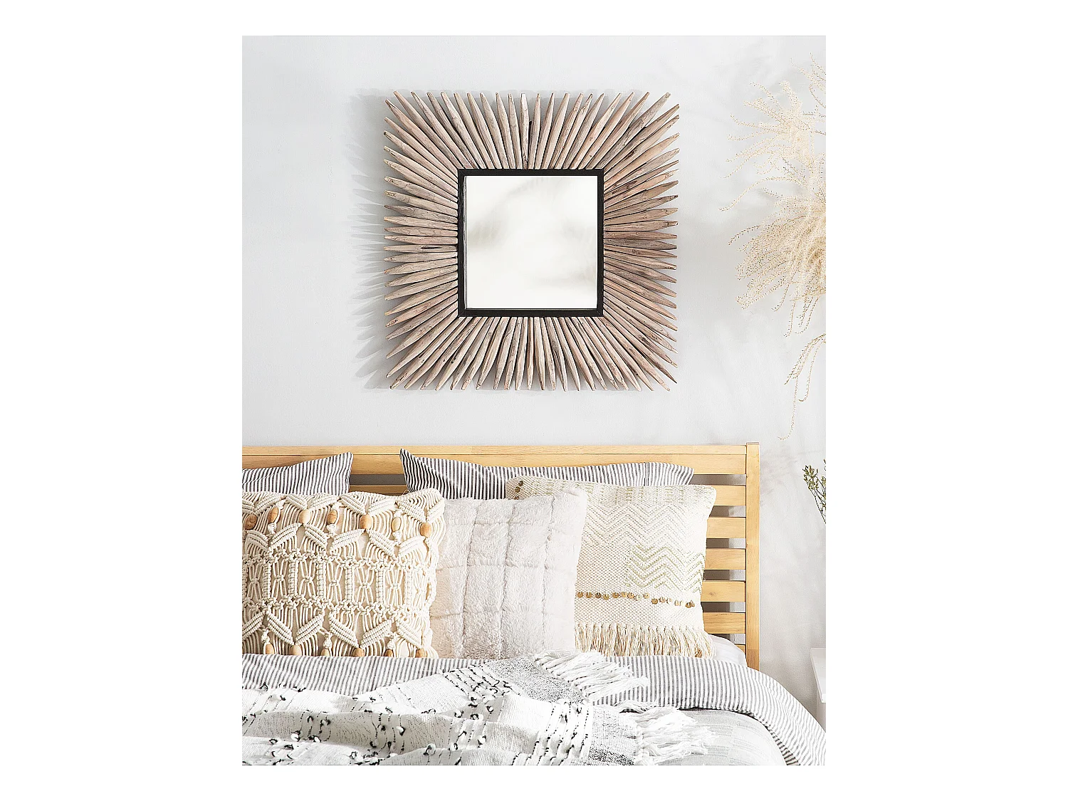 Miroir SASABE 64 cm 64 cm Teck Marron clair