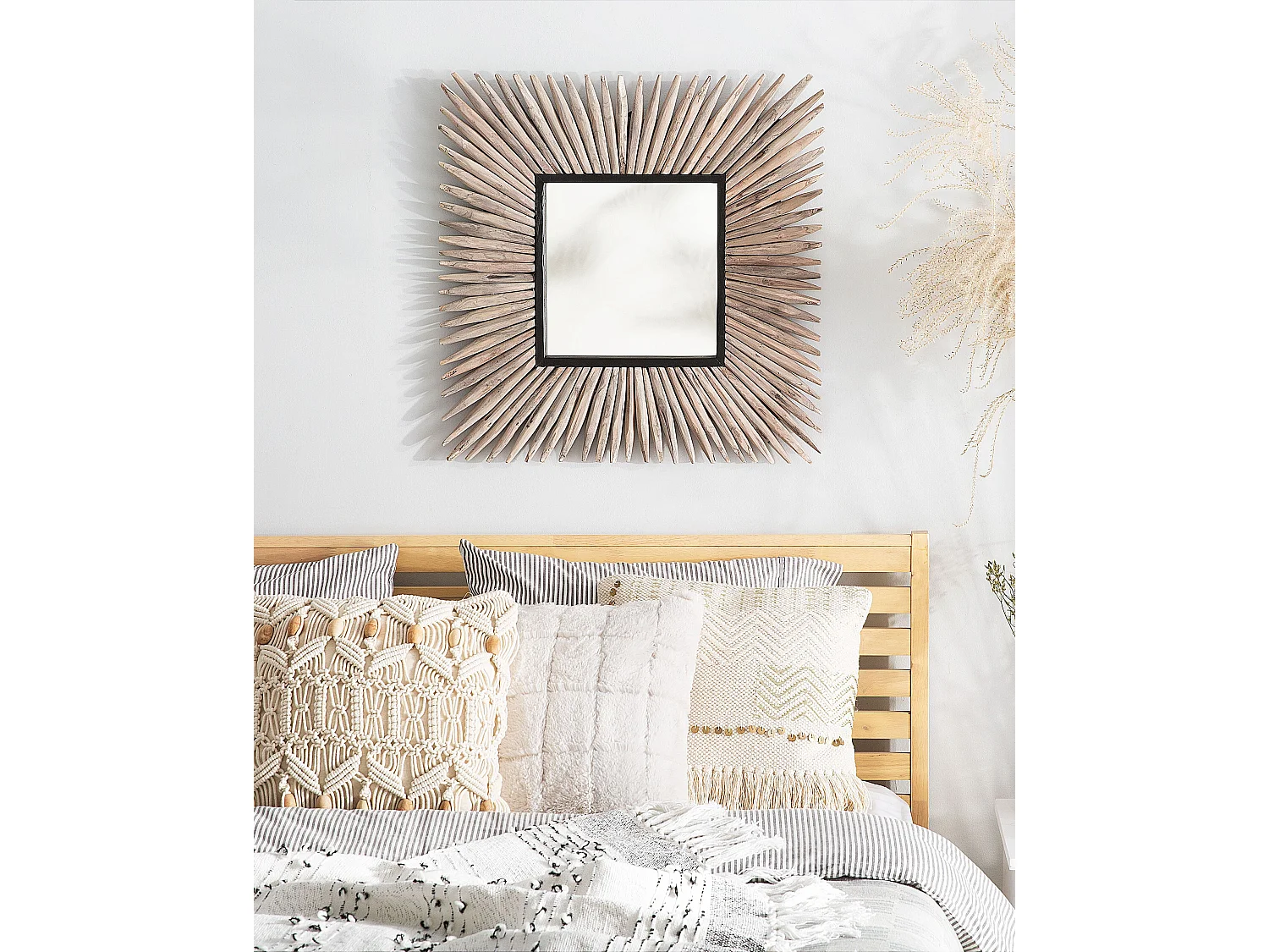 Wandspiegel SASABE 64 cm 64 cm Hout Lichtbruin