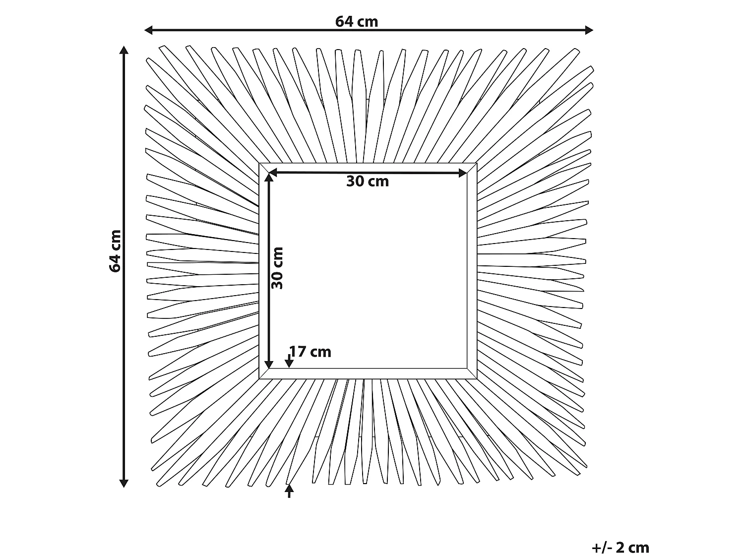 Wandspiegel SASABE 64 cm 64 cm Hout Lichtbruin