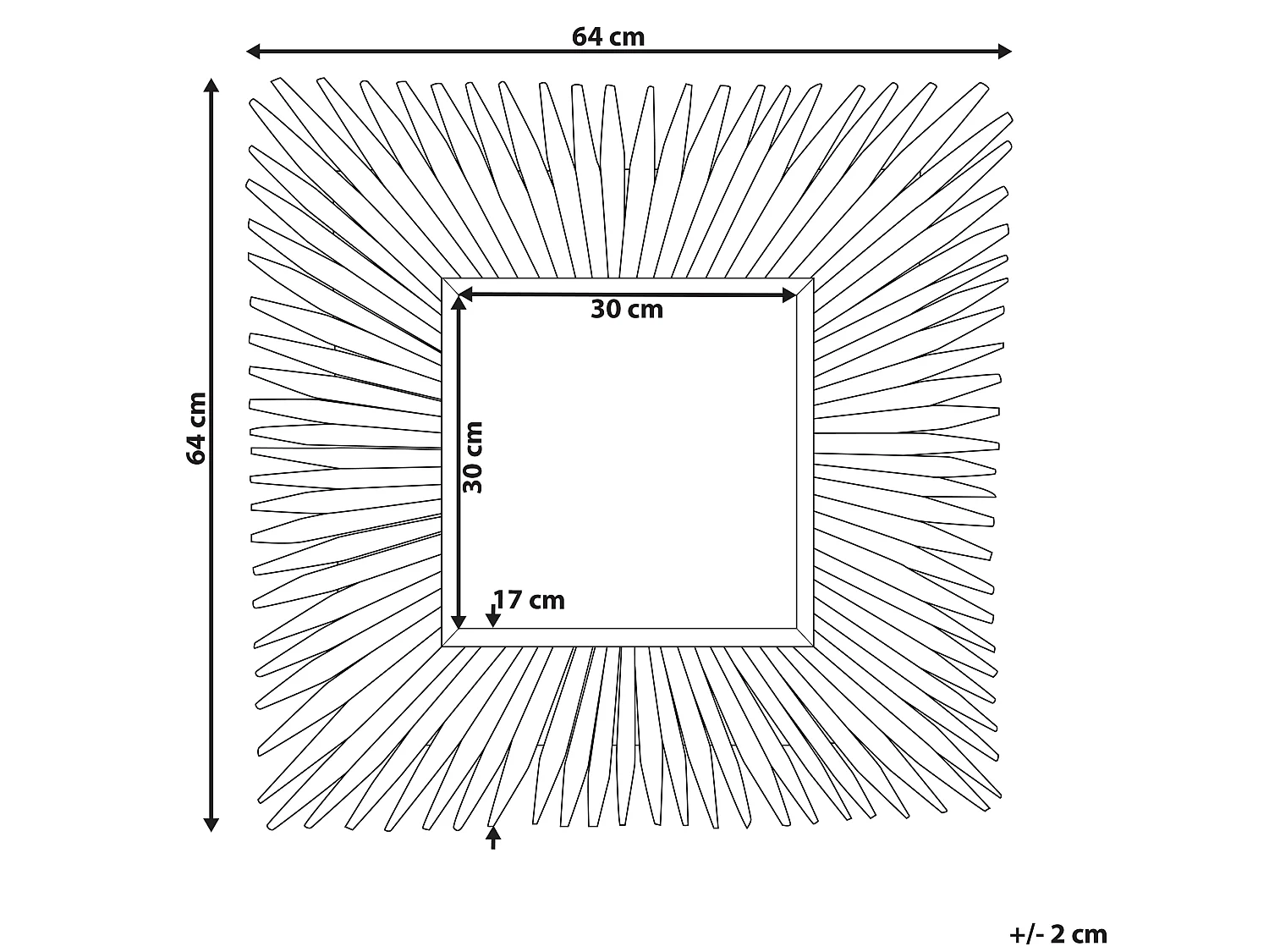 Wandspiegel SASABE 64 cm 64 cm Hout Lichtbruin