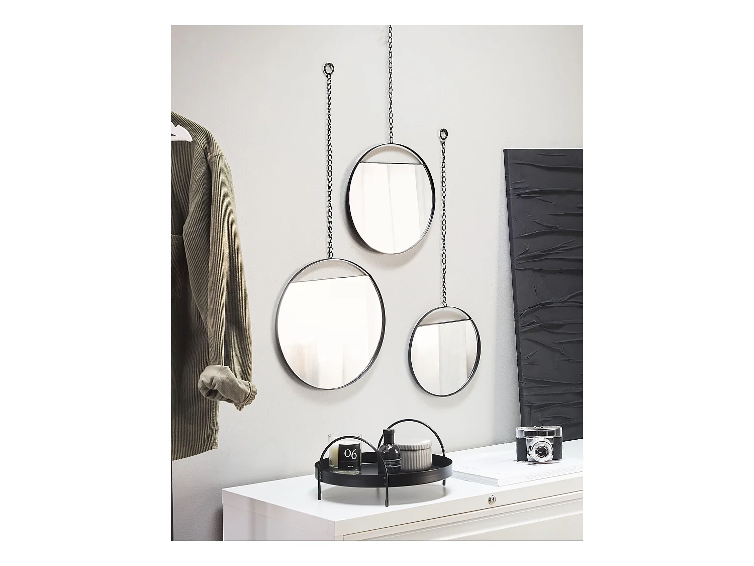 Wandspiegel ODOS 33/29/24 cm 80/75/69 cm Metaal Zwart