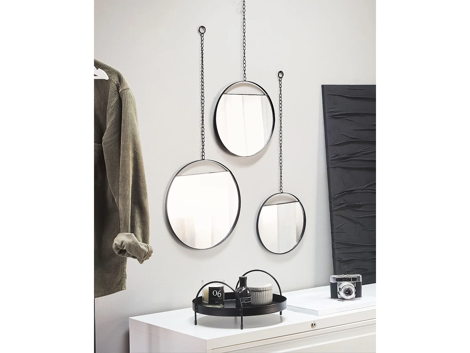 Wall Mirror ODOS 33/29/24 cm 80/75/69 cm Metal Black