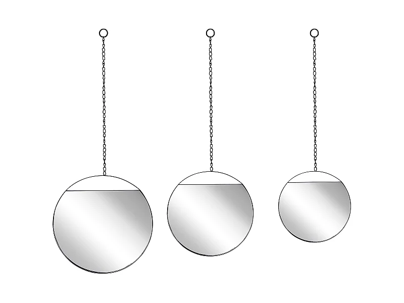 Wandspiegel ODOS 33/29/24 cm 80/75/69 cm Metaal Zwart