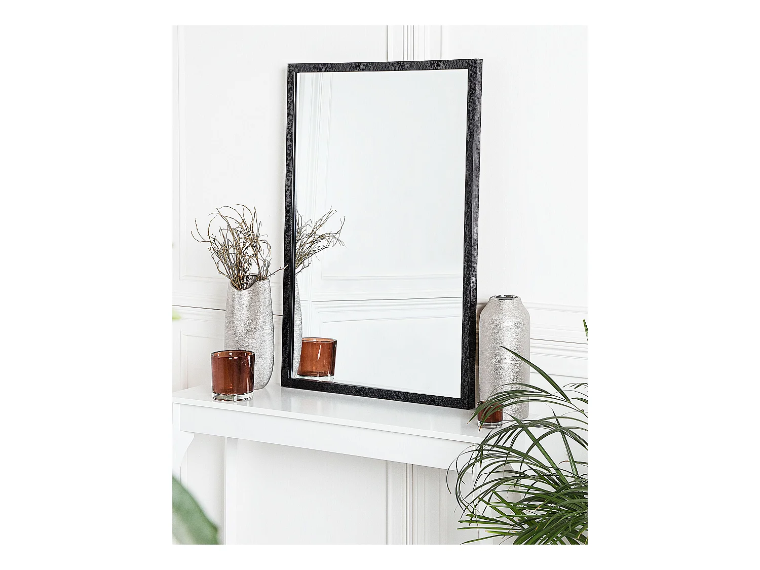 Eleganter Wandspiegel mit gemustertem Rahmen in Schwarz 60x90 cm Morlaix