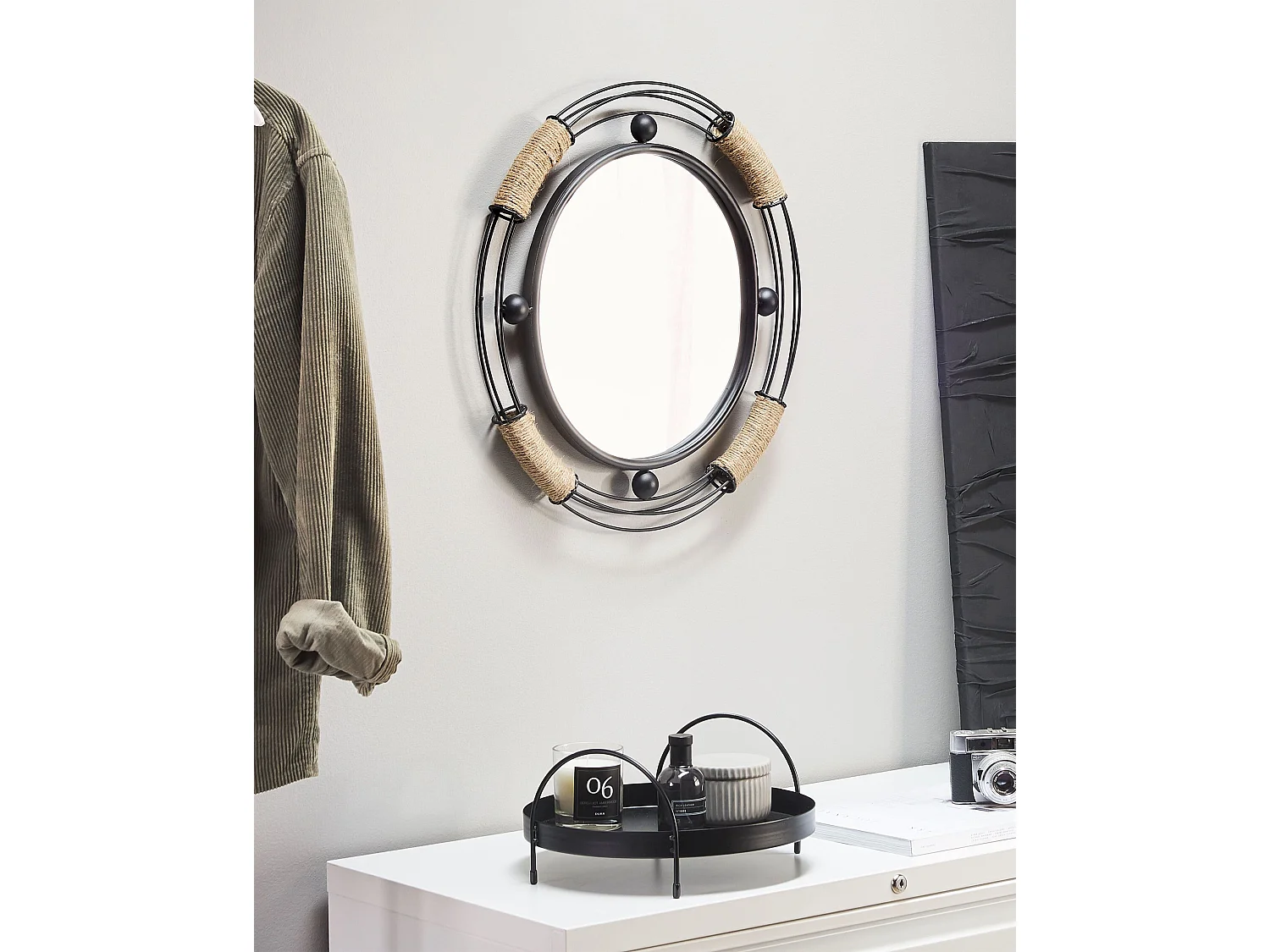 Miroir MOULINS 50 cm 55 cm Métal Noir