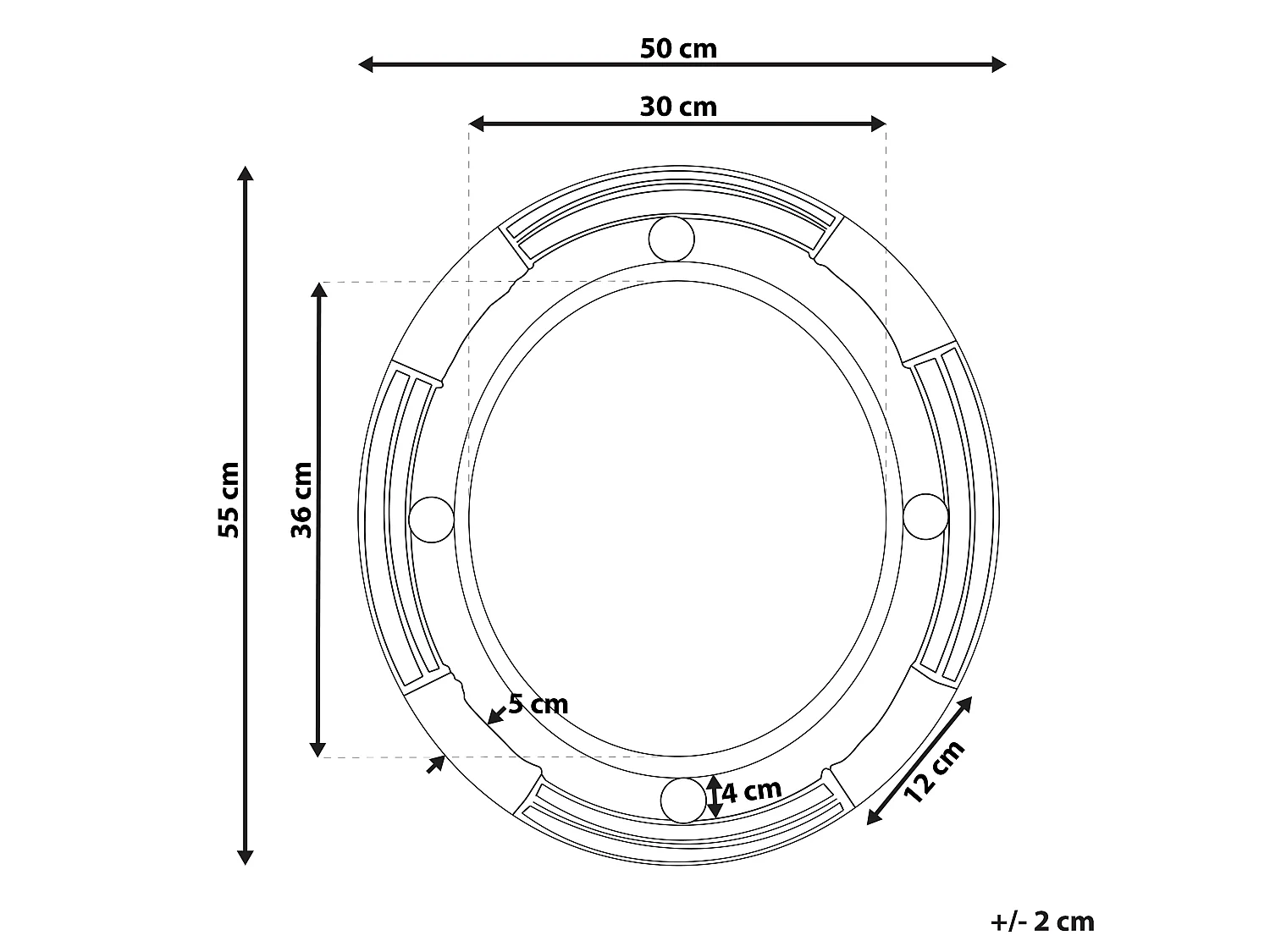 Wandspiegel MOULINS 50 cm 55 cm Metaal Zwart