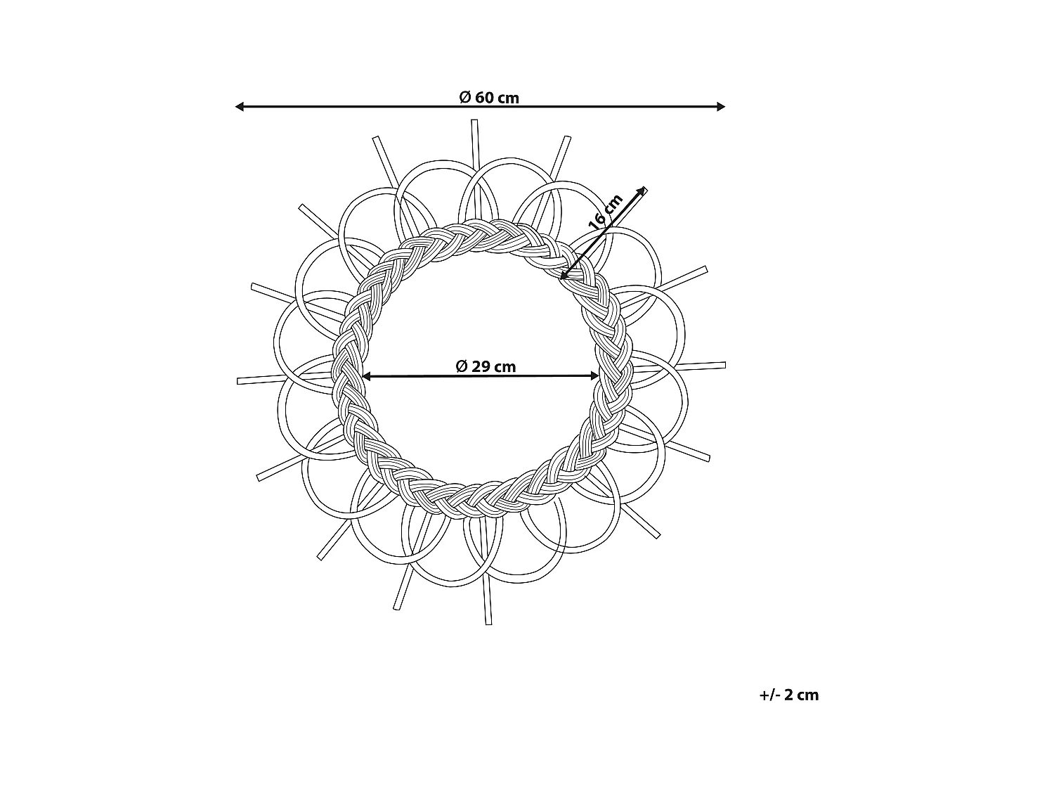 Wandspiegel TELAKIA 60 cm 60 cm Rotan Natuurlijk